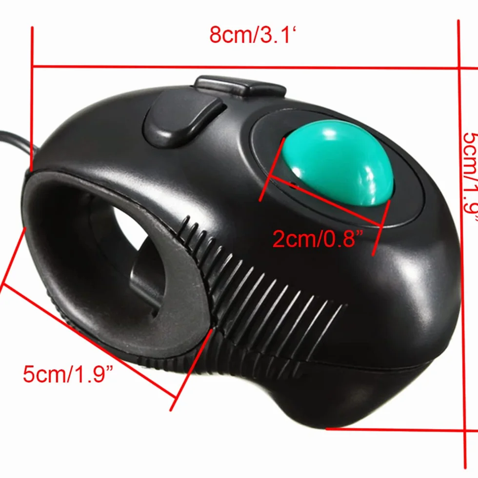 Generico Nuovi mouse con impugnatura a dito, 4DB Mini mouse con trackball Mouse cablati con controllo del pollice portatile Per computer PC Adatto a utenti mancini e destrorsi