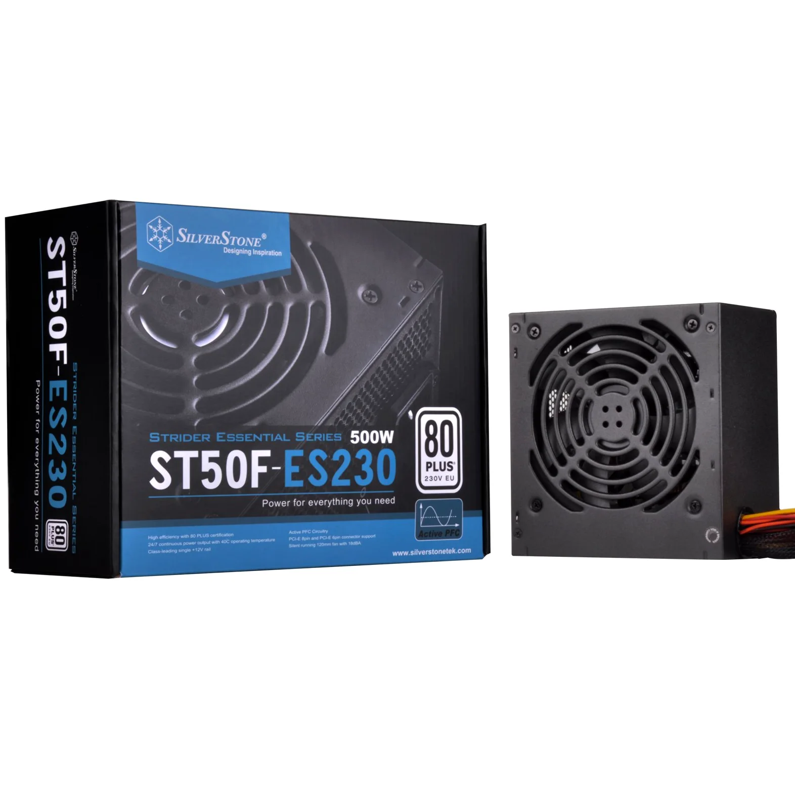 SilverStone SST-ST50F-ES230 v 2.0 - Alimentatore per PC Serie Strider Essential, 500W 80 Plus 230V EU ATX , 120mm