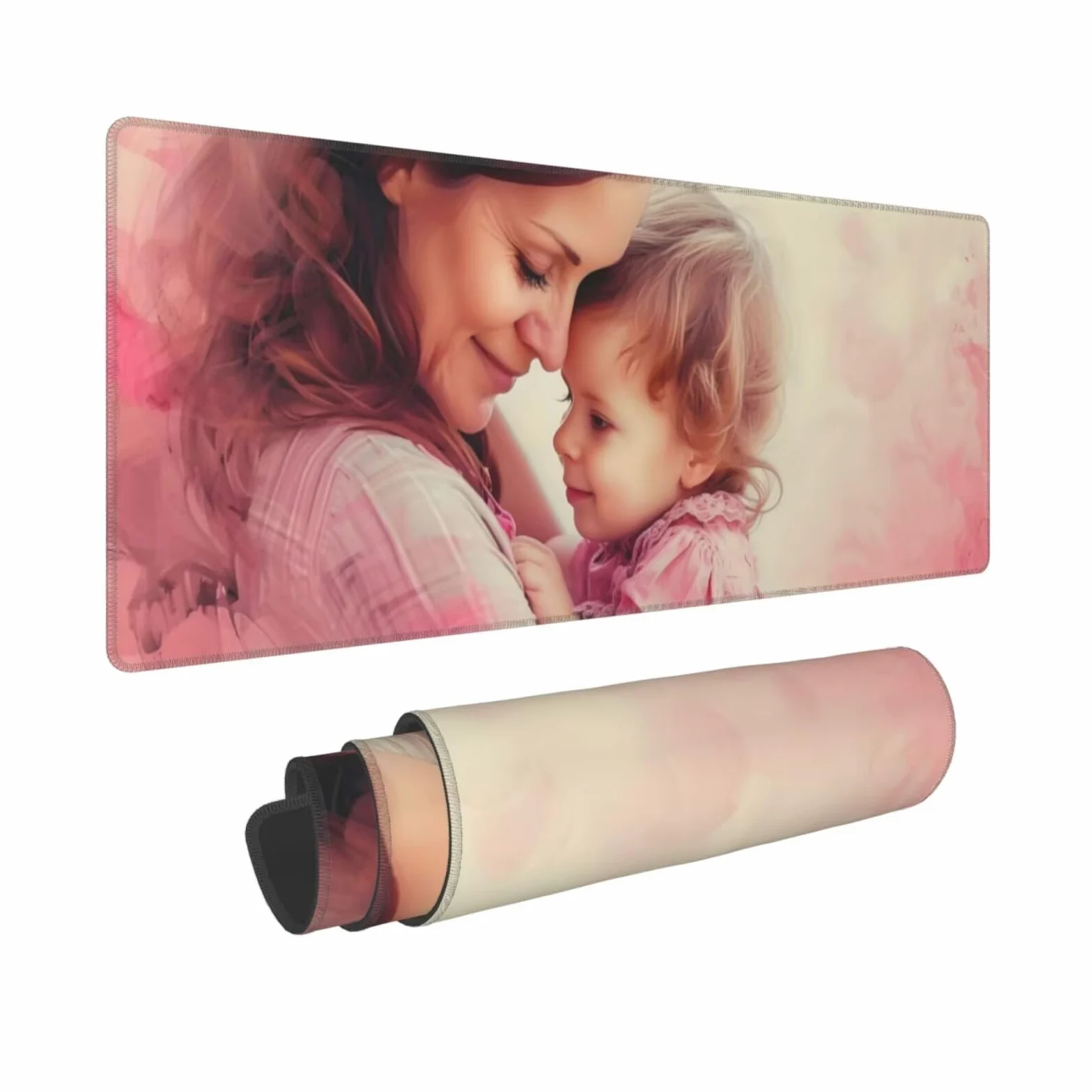 Tappetino Mouse, Tappetino Mouse Gaming Grande XXL 1500x800x3mm Tappetino Scrivania Mouse Pad, Base in Gomma Antiscivolo, Bordi Cuciti,Lavabile, Mousepad per Ufficio e Gaming (Madre figlio) R-526