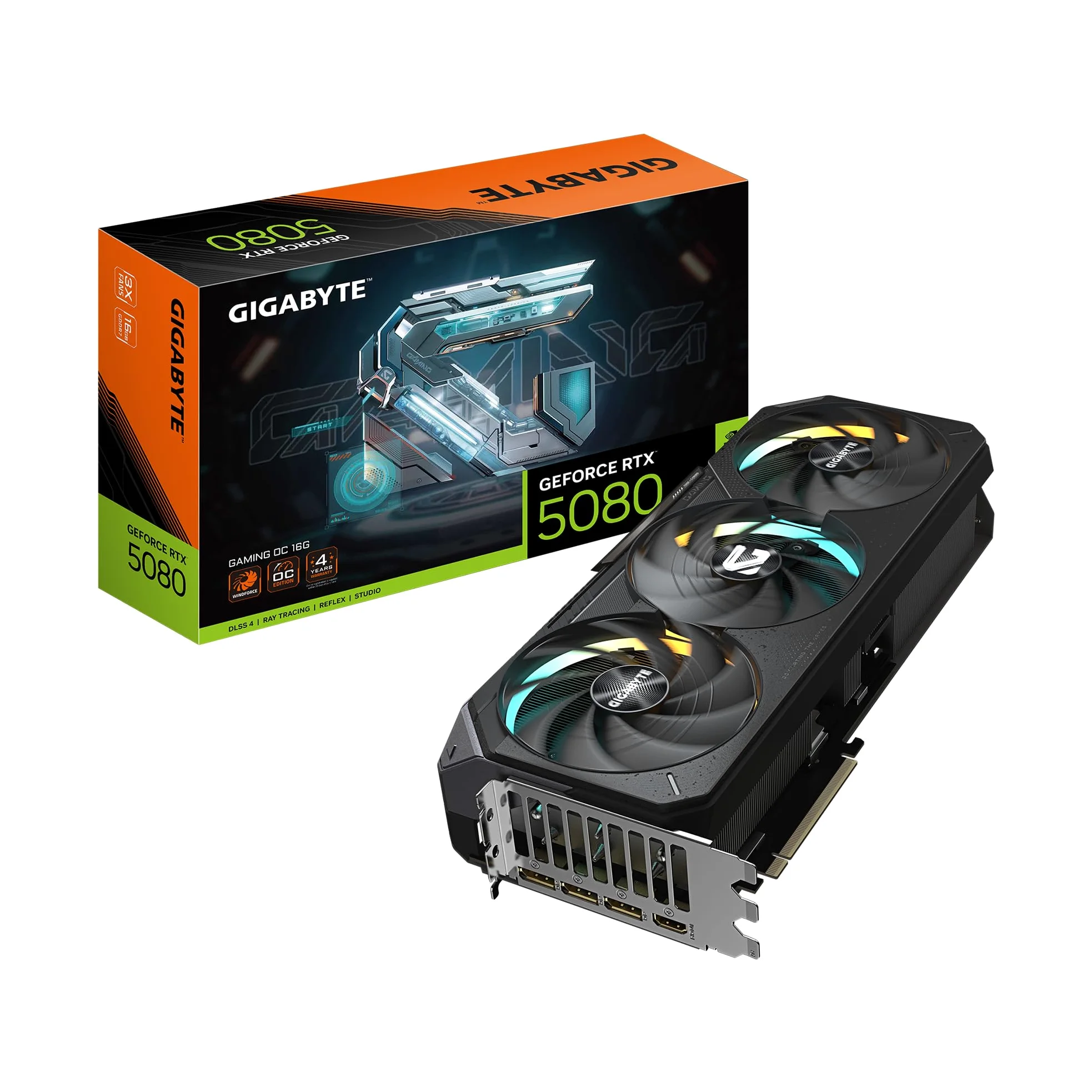 GIGABYTE GeForce RTX 5080 Gaming OC 16G Scheda grafica WINDFORCE Sistema di raffreddamento 16 GB 256 bit GDDR7, GV-N5080GAMING OC-16GD Scheda video