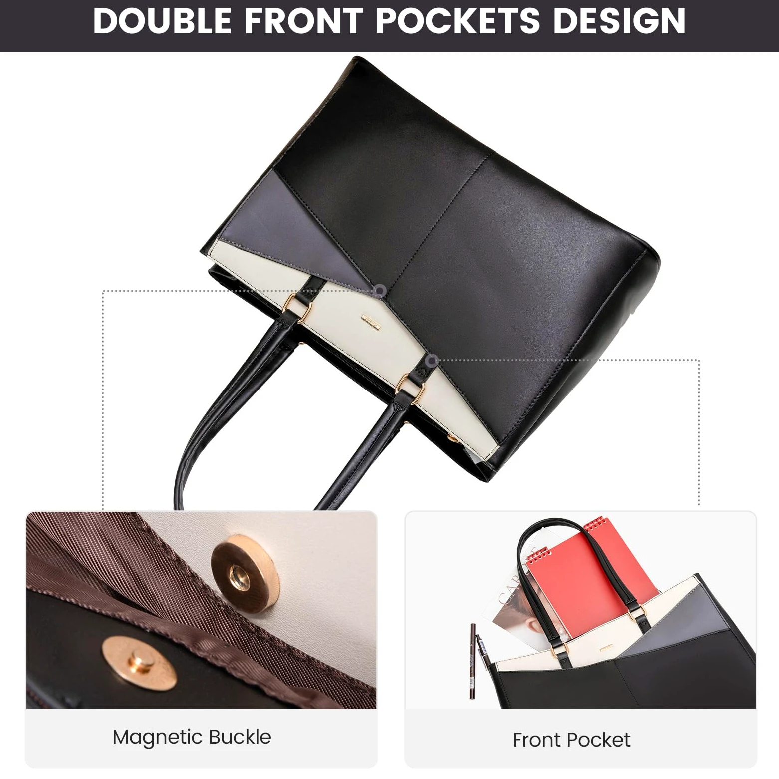 LOVEVOOK Borsa per computer portatile per le donne 15.6 Pollice Tote Bags Borsa in Pelle Impermeabile Valigetta Computer Donne Business Office Work Bag