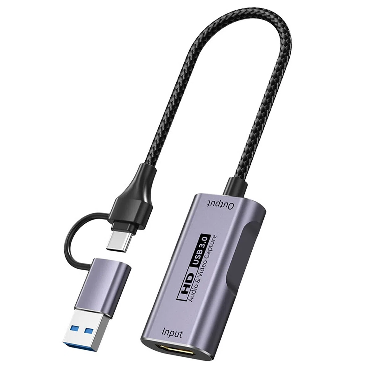 Scheda di Acquisizione Video HDMI a USB 3.0 Tipo A e Tipo C, Ingresso 4K, Acquisizione 1080P 60 FPS, Bassa Latenza, Compatibile con Switch, PS5, Xbox, PC e OBS