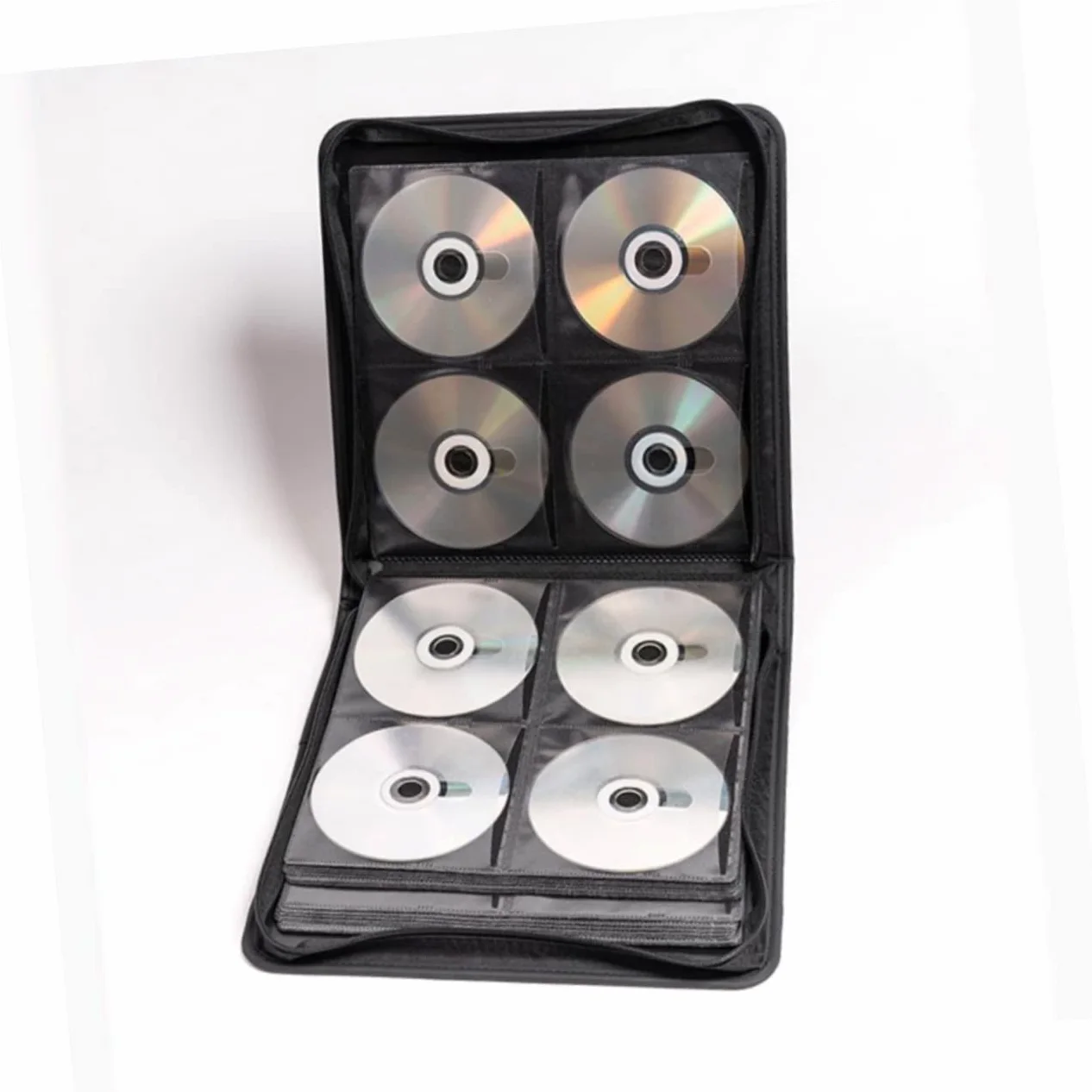 Porta CD in Plastica Cerniera Custodia Portatile per Dischi Contenitore per Dvd Maniglia per Trasporto Facile e Protezione da Graffi