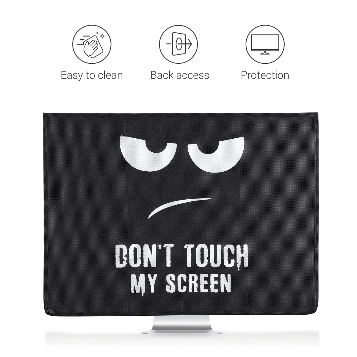 kwmobile Cover Compatibile con 20-22" Monitor - Fodero per Monitor - Copertura Antipolvere Schermo PC con 2 Tasche Extra - Bianco/Nero