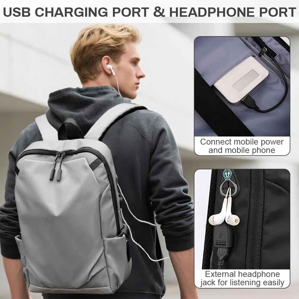 Aucuu Zaino Porta PC, 14" Uomo Laptop Borsa per PC Portatile, Zaino Laptop con Tasche Multiple, Zaini Impermeabile da Uomo, per Scuola, Lavoro, Viaggio