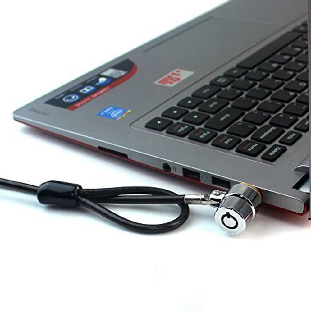 Antifurto per computer portatile, con cavo di sicurezza adesivo 3M resistente, lunghezza cavo: 2 m con 2 chiavi, per portatile / tablet / telefono