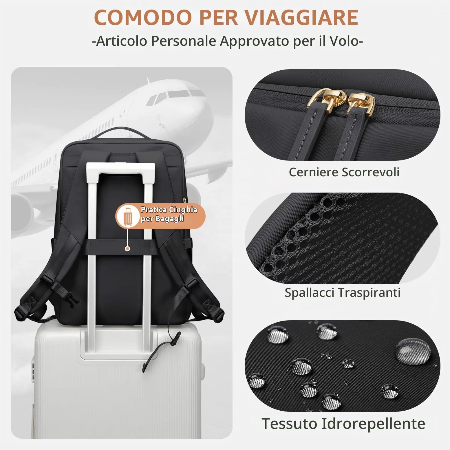 GOLF SUPAGS Elegante Zaino per Laptop da Donna Approvato Dalla Compagnia Aerea Perfetto per il Lavoro, l'università e i Viaggi Zaino Multifunzionale Casual Adatto a Notebook da 17,3 Pollici