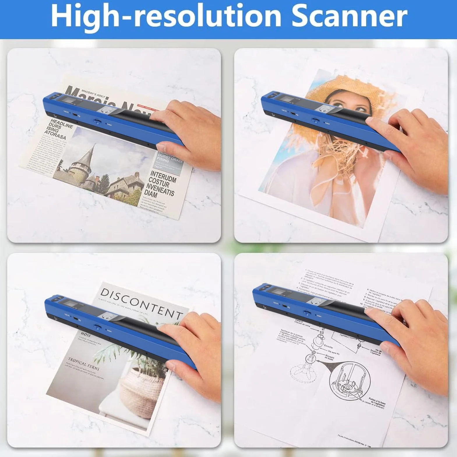 Scanner Portatile Portatile Scanner per Documenti A4 Ad Alta velocità 900 Dpi per Uffici Bancari, Scanner Mobile Compatto per Viaggiatori D'affari e Avvocati