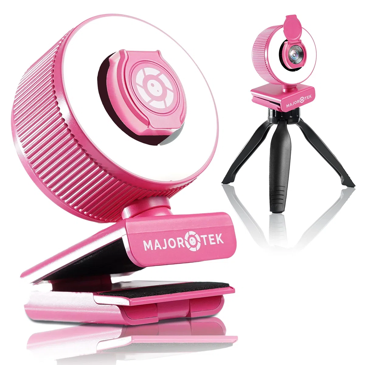 Web cam 2K Ultra Risoluzione Funny Webcam Pink Certificazione CE e ROHS Luce Led Regolabile Ad Anello Privacy Cover Treppiede Webcam Pc con Microfono