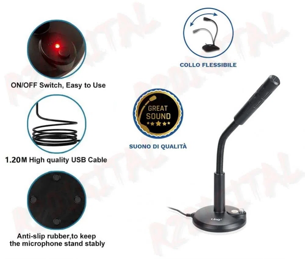 Microfono per computer jack 3.5mm Plug Play da tavolo con pulsante Mute per videoconferenze aziendali, lezioni online, registrazione, podcasting, giochi, chat, Skype (jack M580)