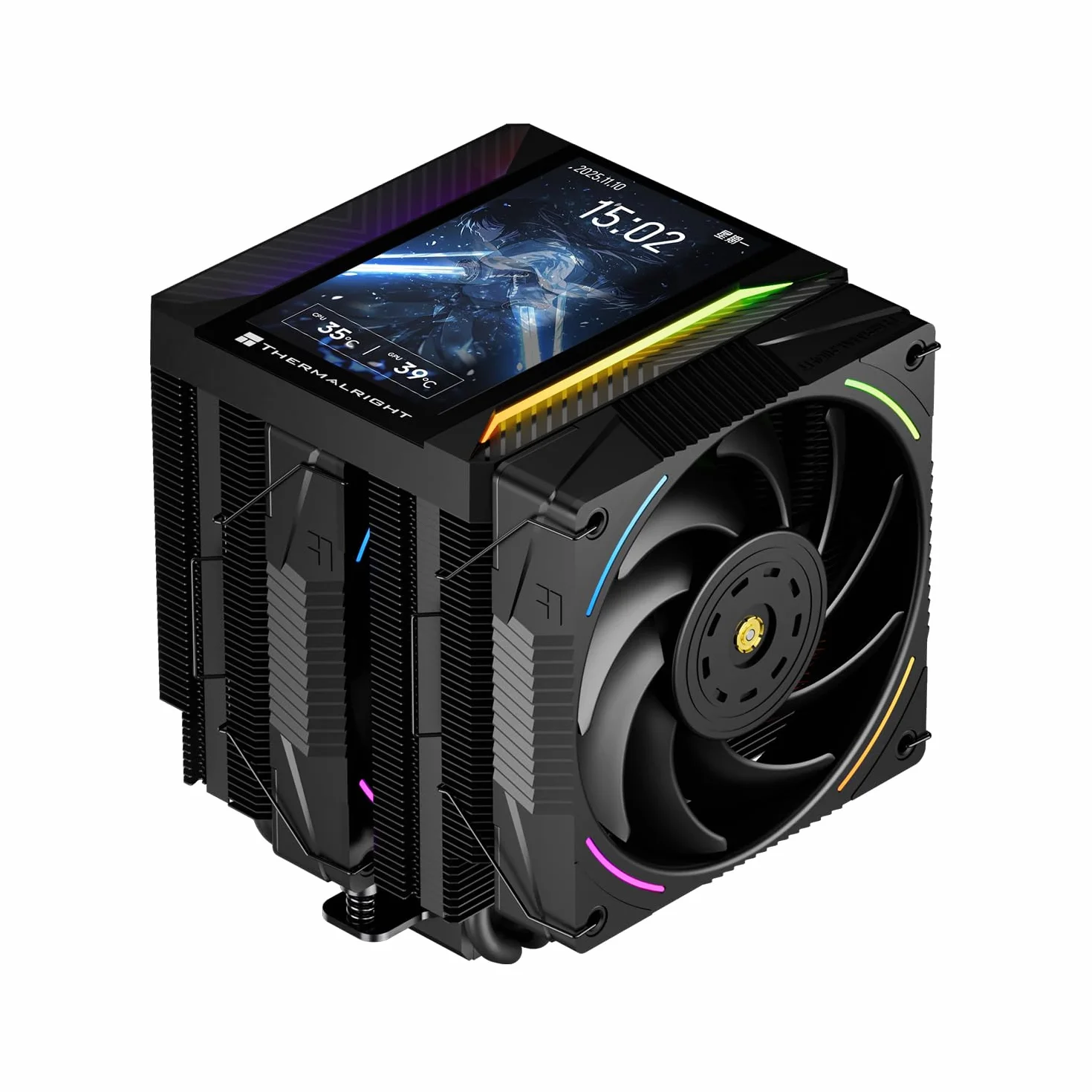 TR Peerless Assassin 120 VISION MAX ARGB Black CPU, raffreddatore PC con 2 ventole TL-K12 PWM, display magnetico da 5" (risoluzione 480 x 854) per LGA1851/1700 & AM5