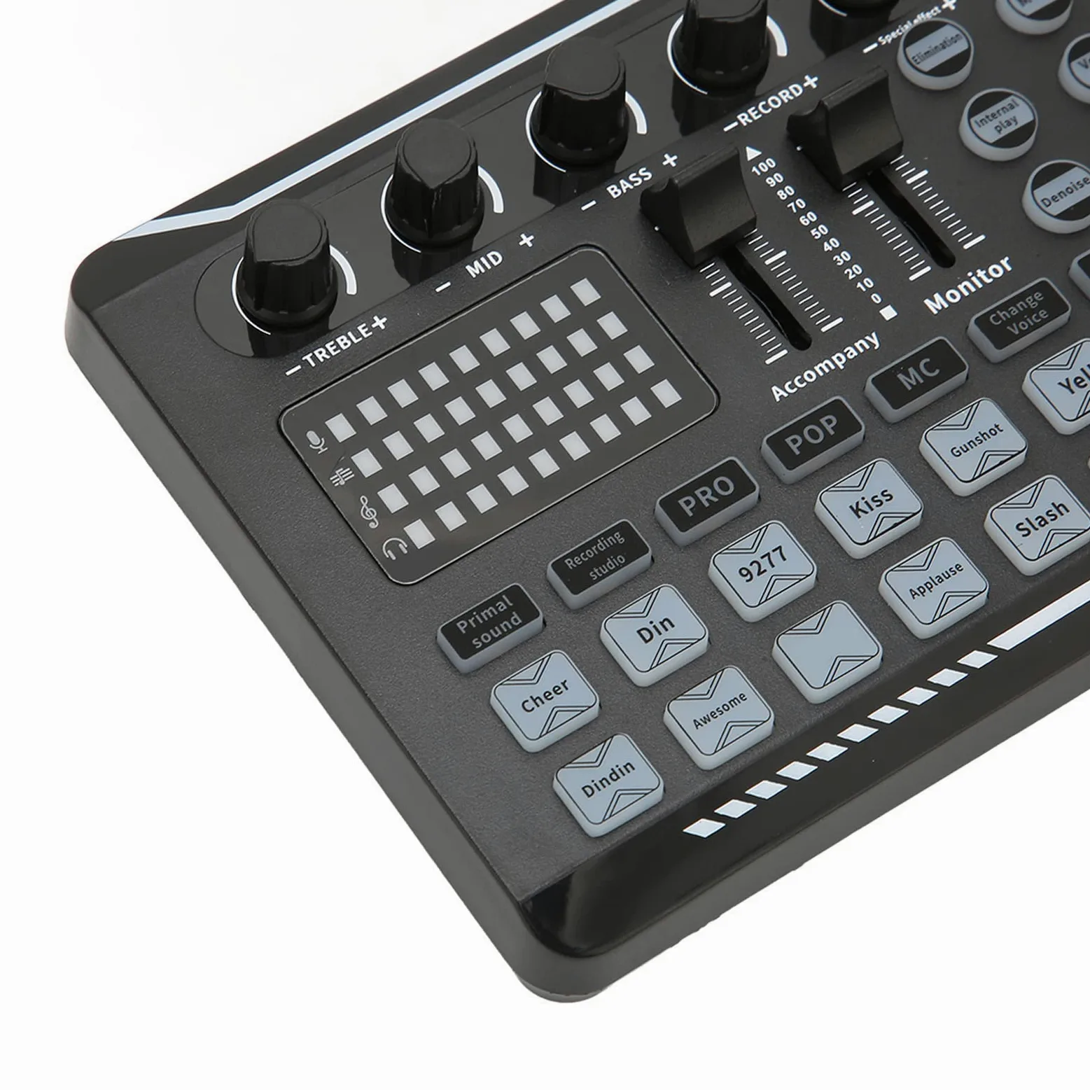 Scheda Mixer Sound, F998 Versione Inglese Professionale Scheda audio esterna Professionale, Miscelatore audio per scheda Effetti Sound Change Voice Scheda audio, con effetti sonori multipli, per la