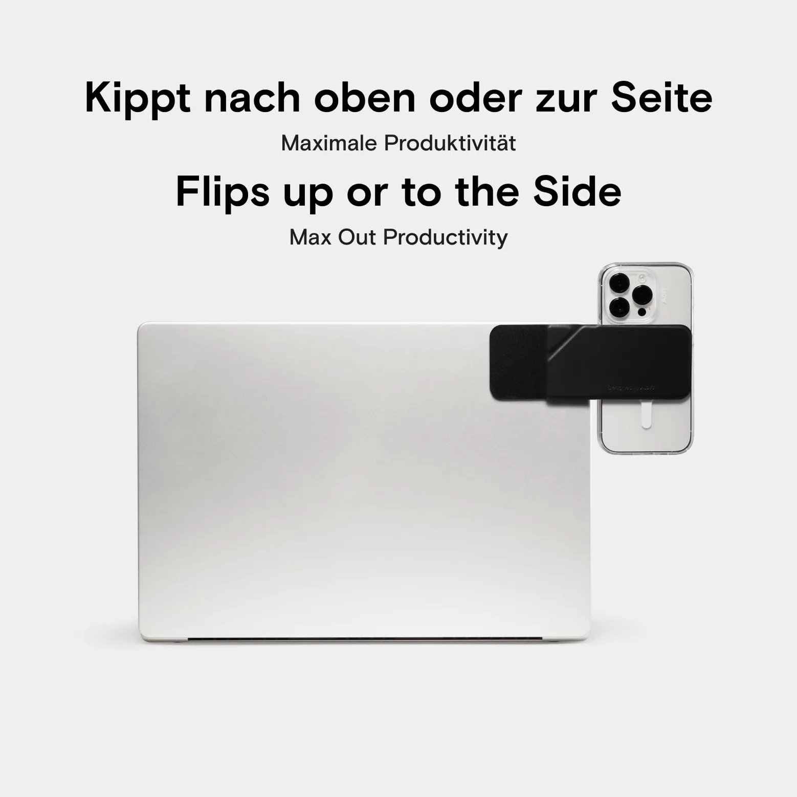 MOFT Supporto magnetico per iPhone, supporto laterale per monitor del telefono sottile e pieghevole, staffa di espansione per computer portatile (Nero)