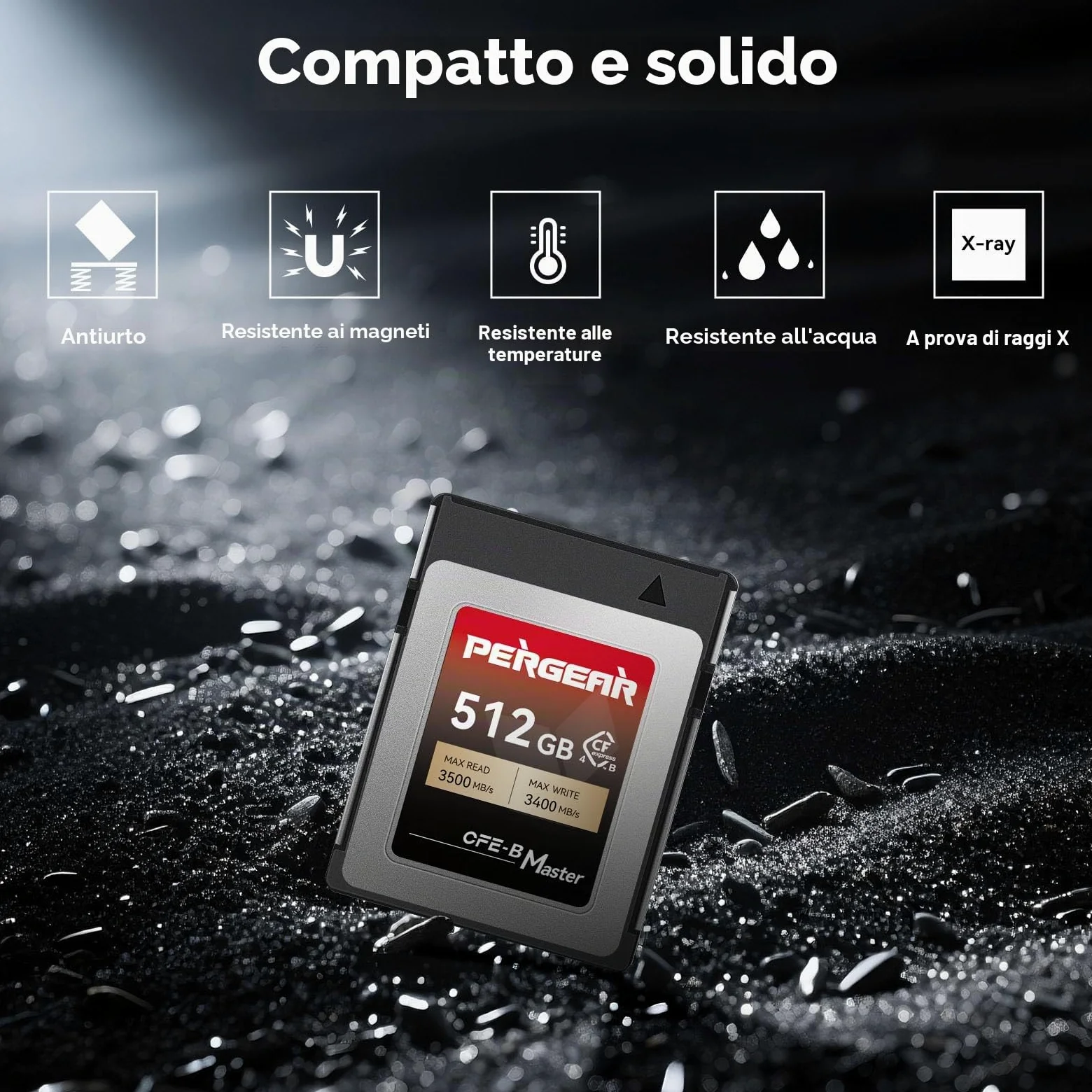 Pergear Schede di memoria CFexpress 4.0 da 512 GB, fino a 3500 MB/s di velocità di lettura e 3400 MB/s per registrazioni video RAW 8K (Master Series), per fotocamera DSLR R5/R5C/Z8/Z9/Z7 II