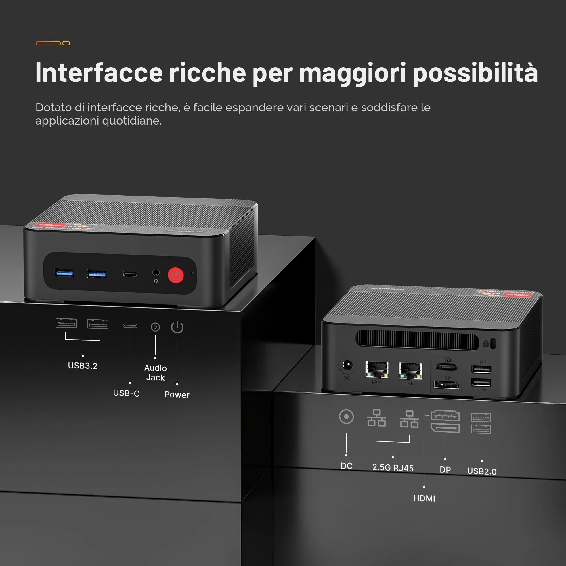 BOSGAME P4 Plus Dual 2.5G LAN Mini PC da gioco, processore Ryzen 7 5825U (fino a 4,5 GHz), Windows 11 Pro Mini Computer da 16 GB DDR4 RAM, SSD da 512 GB PCIe 3.0, Mini PC da gioco