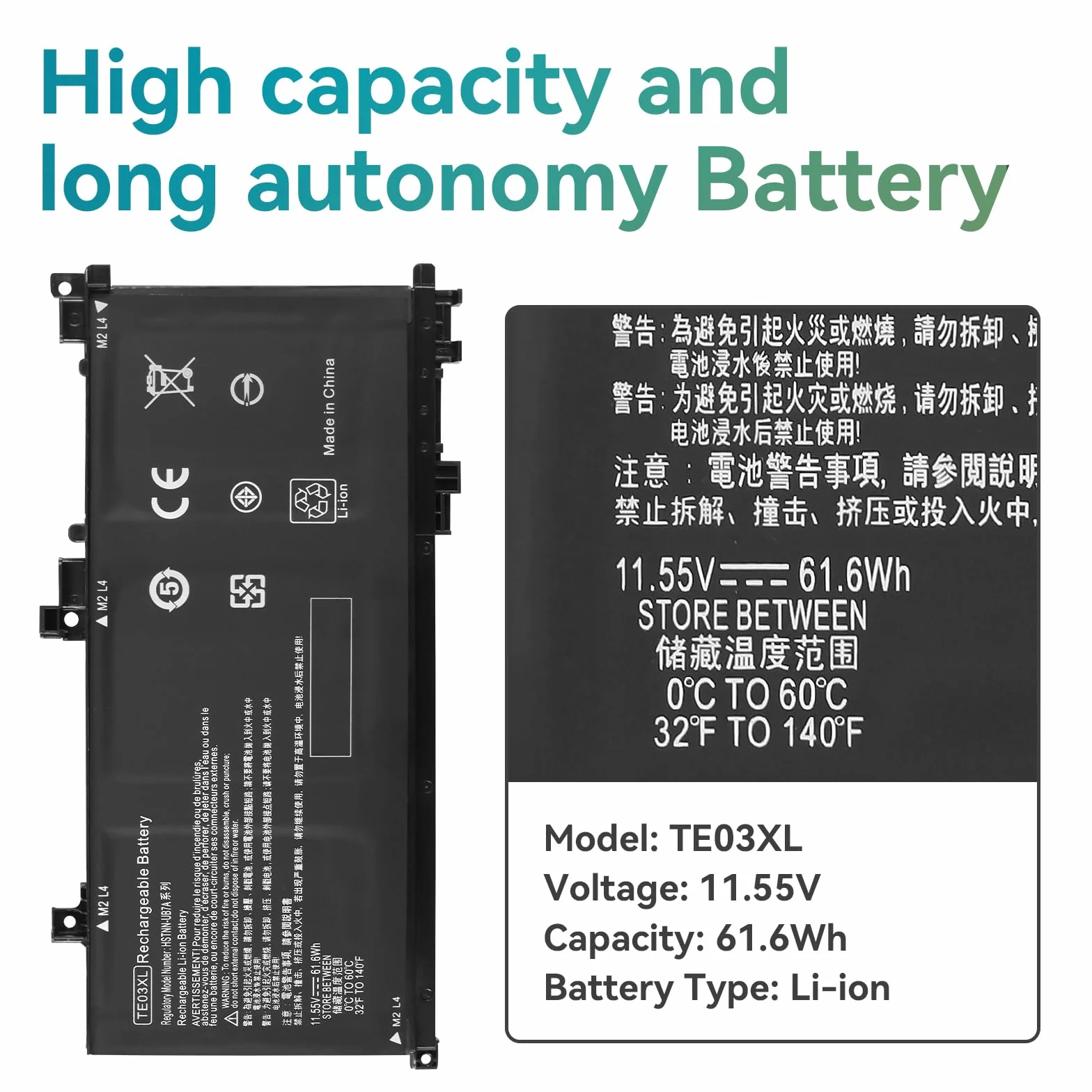 K KYUER TE03XL Batteria per HP Omen 15-ax000 Pavilion 15-bc000 15-bc000ng bc003ng bc004ng bc005ng bc006ng bc009ng bc011ng 15-ax007ng ax003ng ax000nl ax005ng ax001ns ax008ns ax038nf ax009ng TPN-Q173