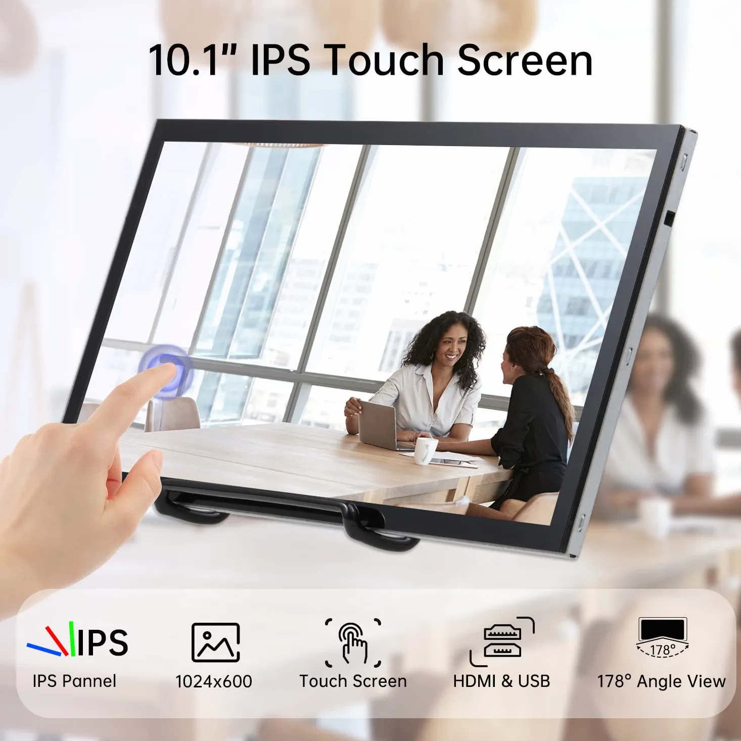 HAMTYSAN Raspberry Pi Touch Screen, schermo da 10,1 pollici 1024x600 piccolo monitor HDMI portatile con supporto, display IPS per Raspberry Pi 400/4/3/2/Zero/B/B+ Jetson Nano Win 11/10/8/7