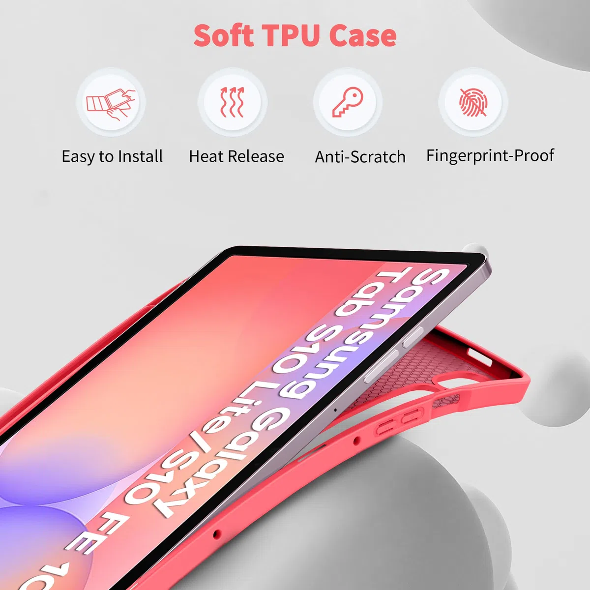 EasyAcc Funda para Samsung Galaxy Tab S10 Lite/ S10 FE 10.9" 2025/ S9 FE 10.9" /S9 11 pulgadas con soporte S Pen - Ultra fina con función atril Funda de piel sintética, color rosa sandía