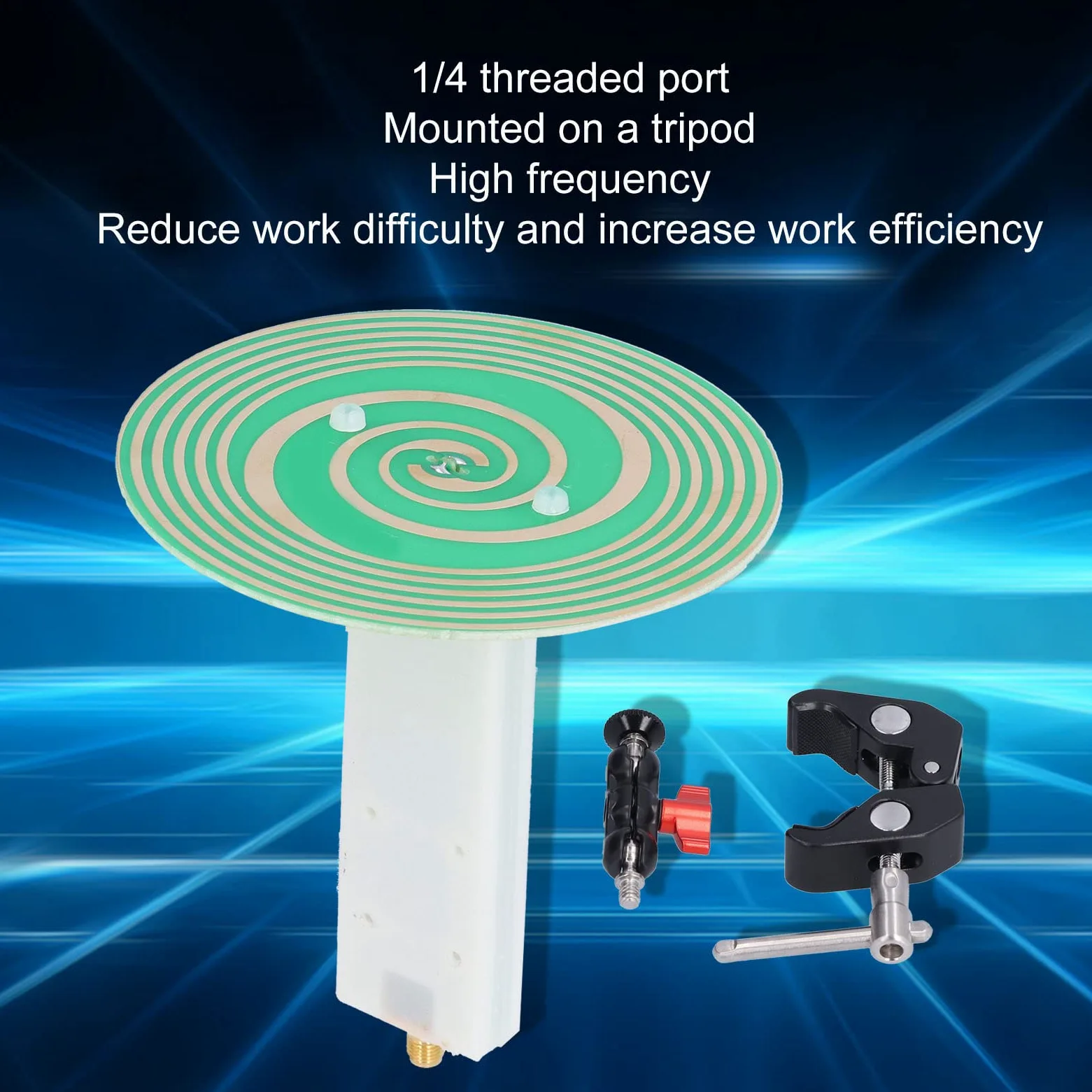 Antenna UWB a banda ultra larga R104 con guadagno 3dBi e porta di montaggio filettata da 1/4 di pollice per attacco treppiede - Design polarizzato circolarmente, gamma di