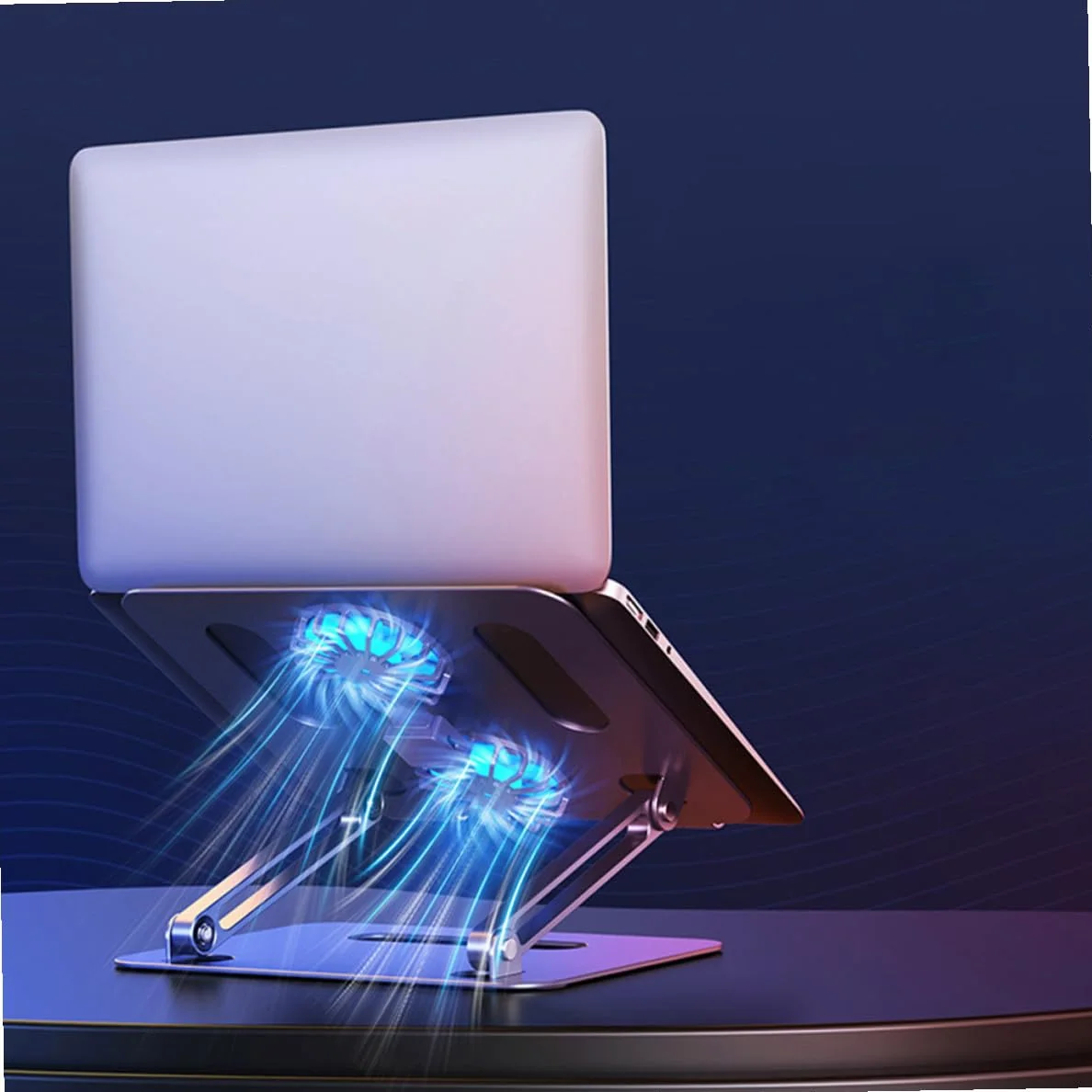Artibetter Supporto Raffreddamento Laptop in Lega di Alluminio Doppia Ventola, Altezza Regolabile e Struttura Robusta per Laptop e Tablet Fino a 17,3 Pollici