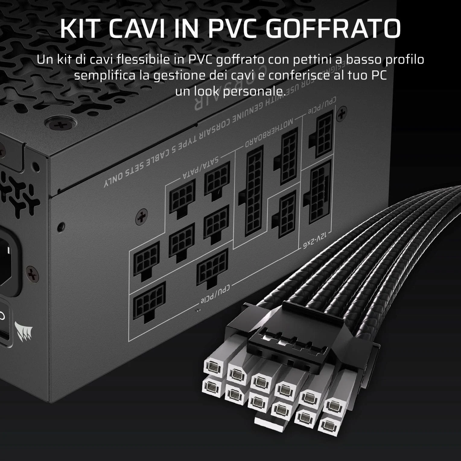 CORSAIR RM1000x SHIFT (2025) Alimentatore ATX Completamente Modulare - Interfaccia Laterale Modulare, Cavo Nativo 12V-2x6, ATX 3.1 e PCIe 5.1, Condensatori a 105°C, Cybenetics Gold - Nero