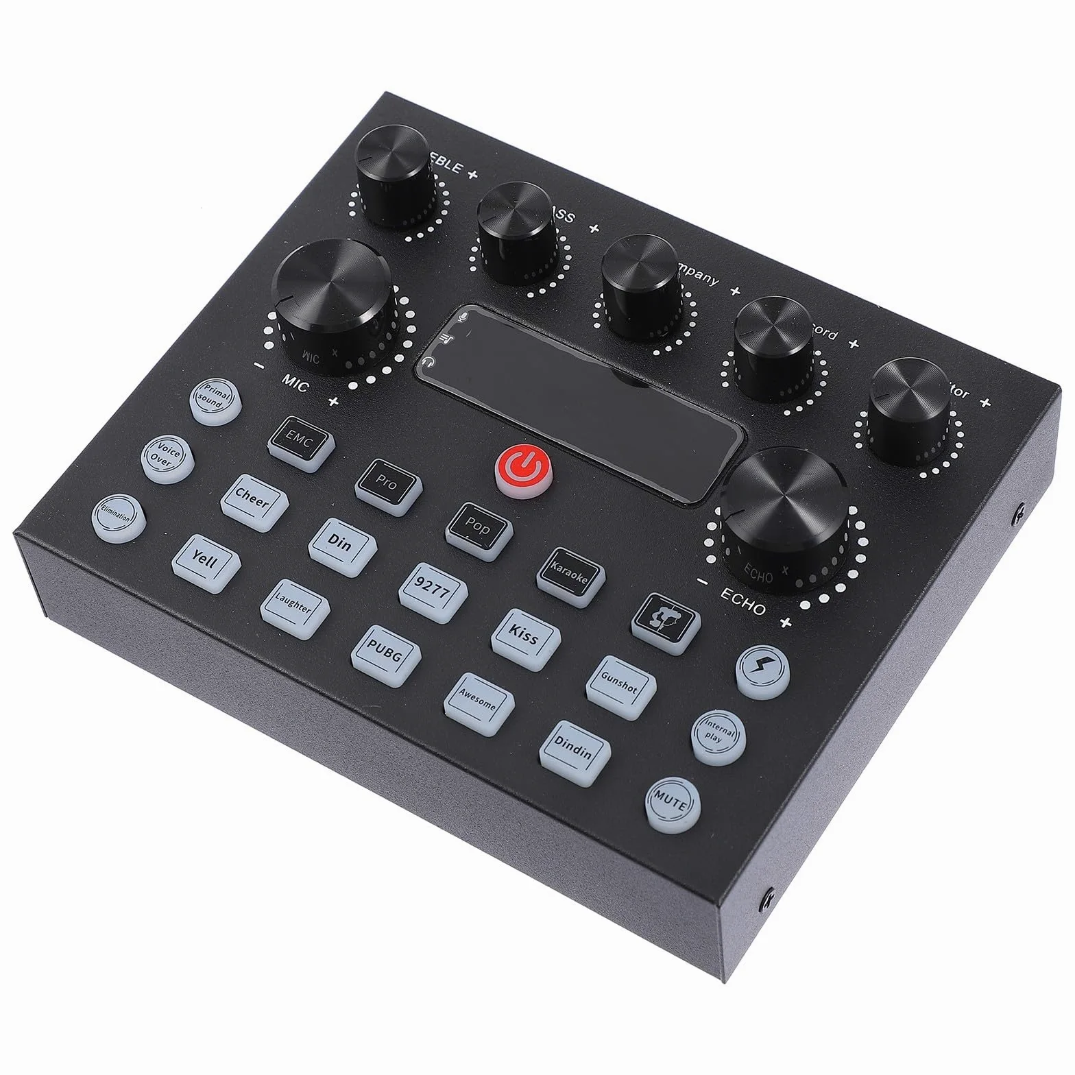 Scheda Audio Esterna per Adulti Cambia Voce, Mixer Professionale, Custodia in Ferro Nero, Compatibile Computer e Smartphone, Effetti Luci Colorate per Live Streaming