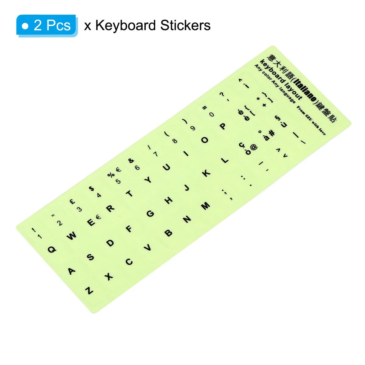 PATIKIL Italiana Tastiera Adesivi Brilla al Buio 2pz Luminose Universale Tastiera Cover Ricambio per Notebook Scrivania Computer, Nero Caratteri