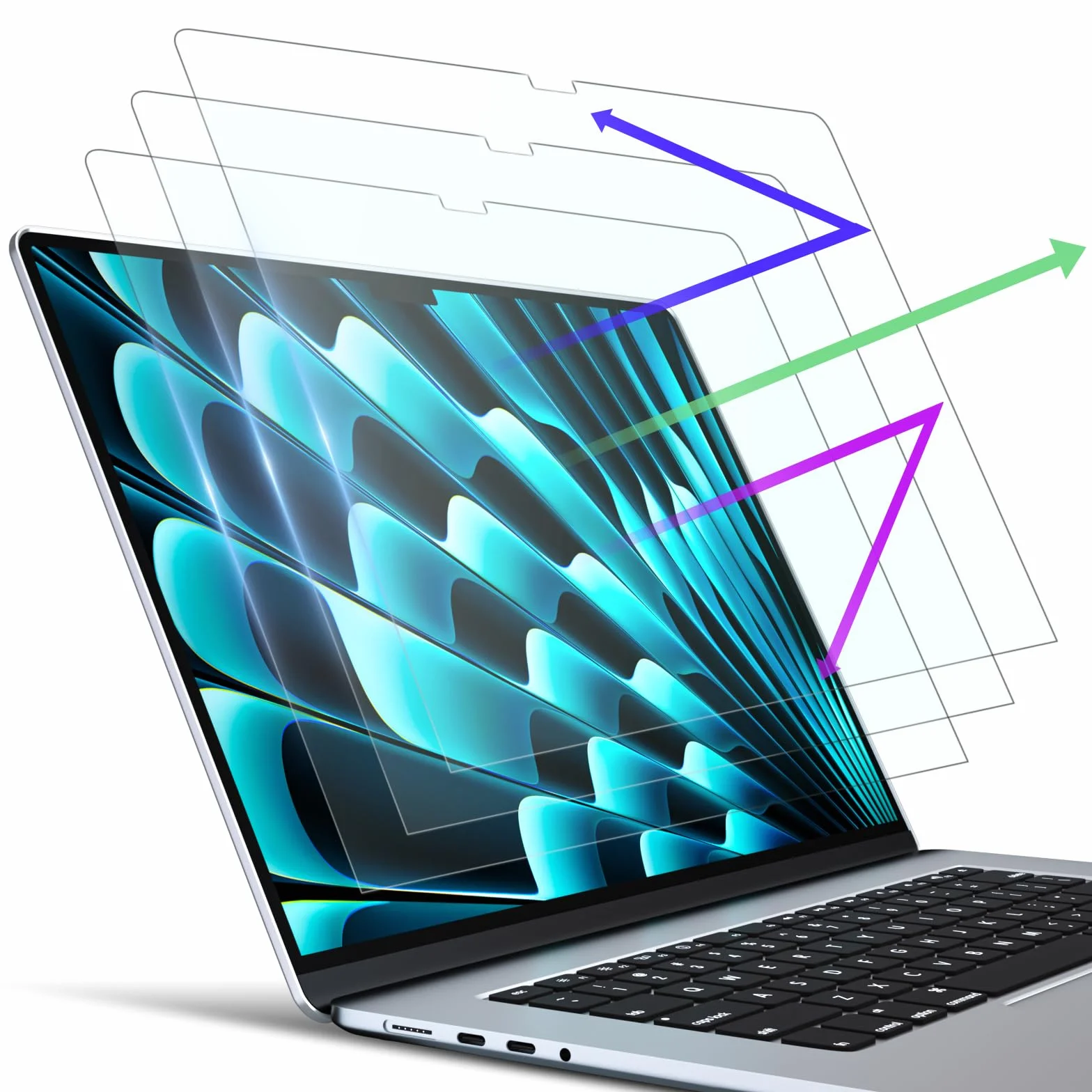 PYS Pellicola protettiva anti luce blu per MacBook Air da 13,6 pollici (2025/2024/2022, M4/M3/M2, chip A3240 A3113 A2681), antiriflesso, antigraffio, anti-impronte, senza bolle d'aria, confezione da 3