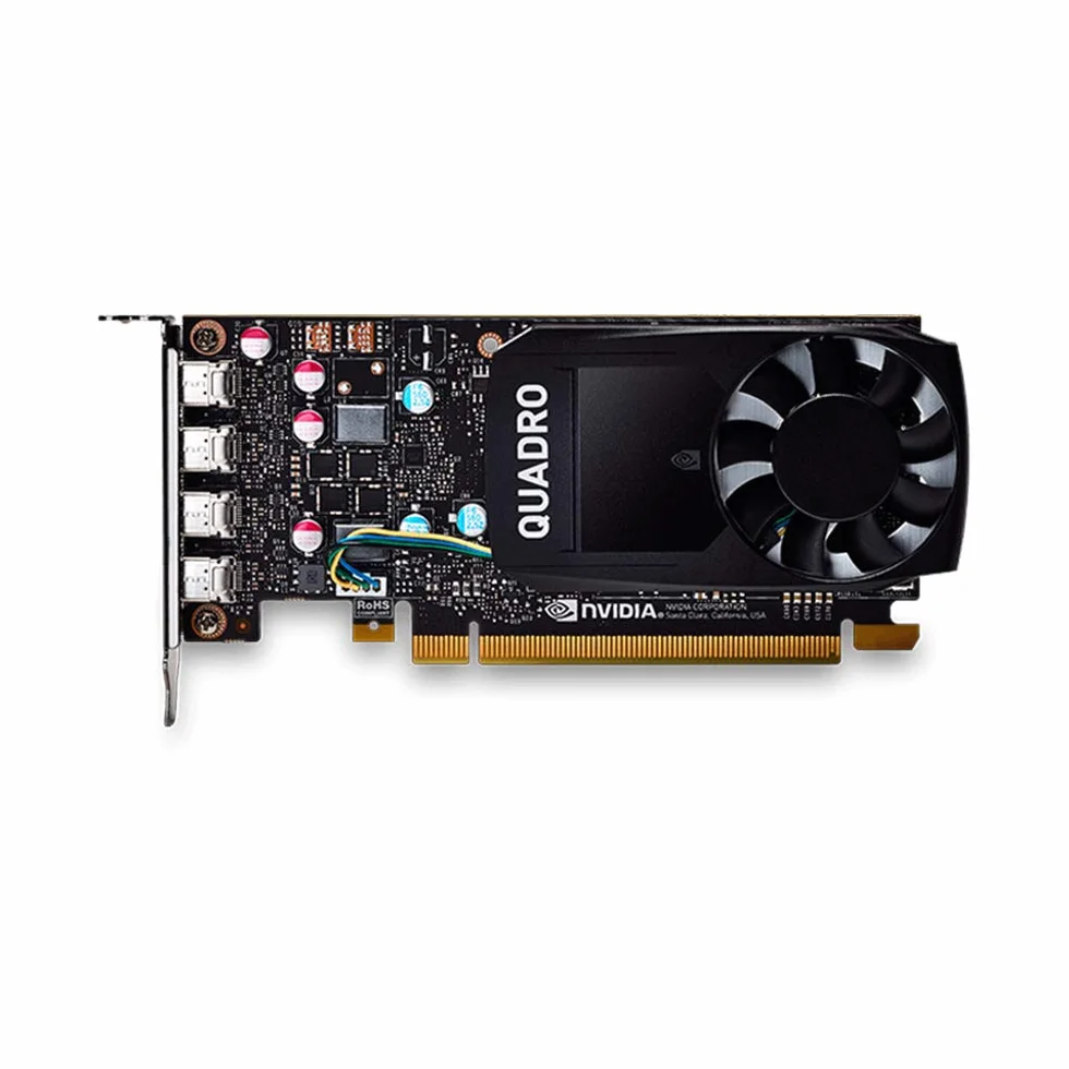 Nvidia Quadro P1000 Scheda grafica professionale PCIe Express 4 GB GDDR5 4X Mini DisplayPort Low & High Profile - Nero - Include 8 cavi di visualizzazione - Nuova scheda OEM normale in scatola
