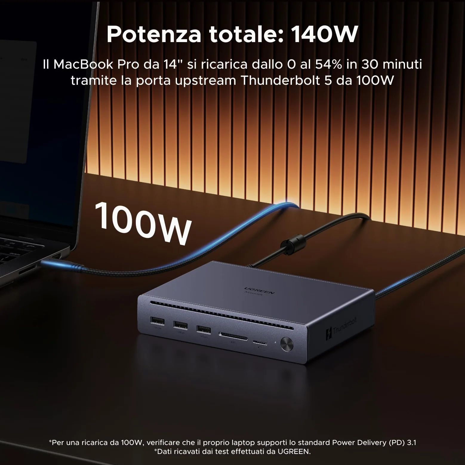 UGREEN Maxidok Thunderbolt 5 Docking Station Revodok 10 in 1 Hub USB C con 2*TBT5 120Gbps 8K60Hz DisplayPort Multi-Display 3*USB-A 3.2 10Gbps RJ45 Gigabit Lettore di Schede SD TF 110W Max Carica
