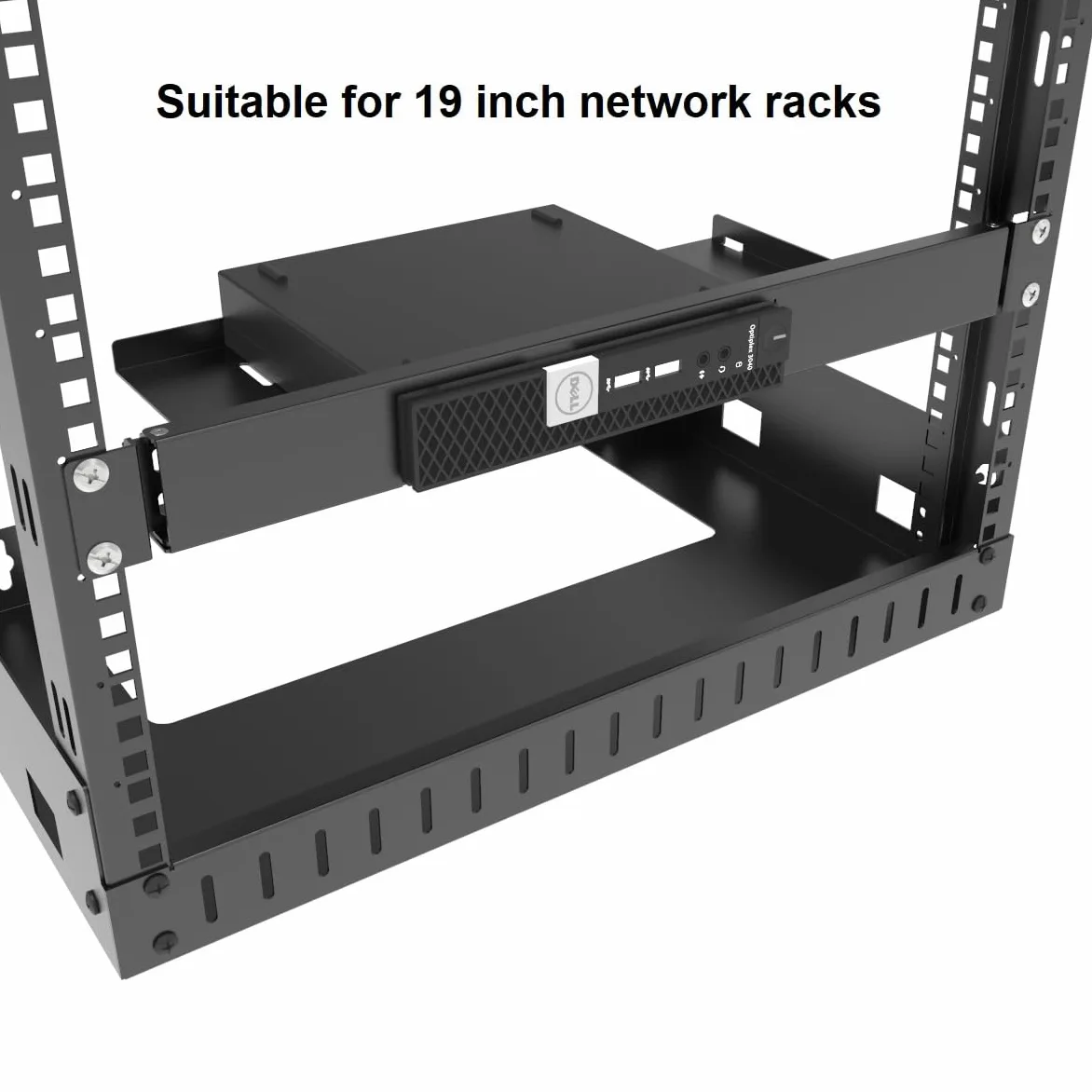 Supporto a rack per rack Dell OptiPlex Micro Form Factor Case-1U incernierato per server rack con connessioni di rete di facile accesso in armadi di rete o server rack da 19"