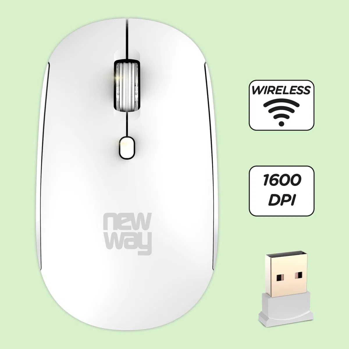 NEWWAY – Pack RF01 Tastiera Mouse Wireless con Tappetino – Tastiera AZERTY 97 Tasti 13 Scorciatoie – Mouse WiFi 2.4 GHz 4 Tasti – Ricevitore USB – Bianco