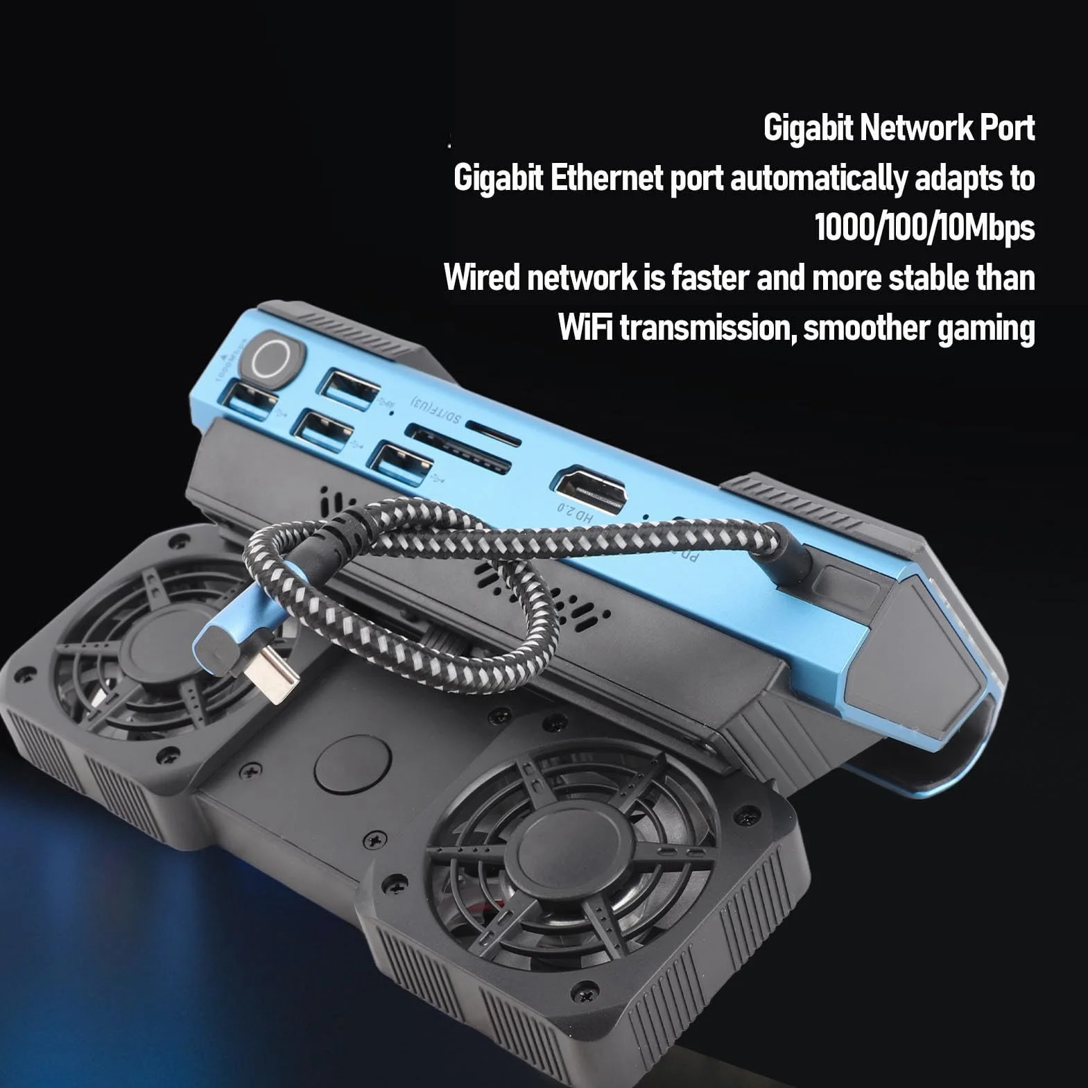 Fabater Docking Station 9 in 1 per Deck, Interfaccia Multimediale 4K 60Hz Gigabit RGB USB C HD, Dock per Console di Gioco Portatile Ethernet con Doppia Ventola di Raffreddamento