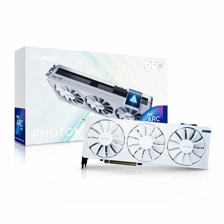 WEELIAO GUNNIR Intel Arc A770 Photon 16G OC - Scheda grafica bianca, scheda video da 2400 MHz, 16 GB 256-bit GDDR6, PCIE 4.0, 1 HDMI, 3 DP, 3 ventole, TBP 285