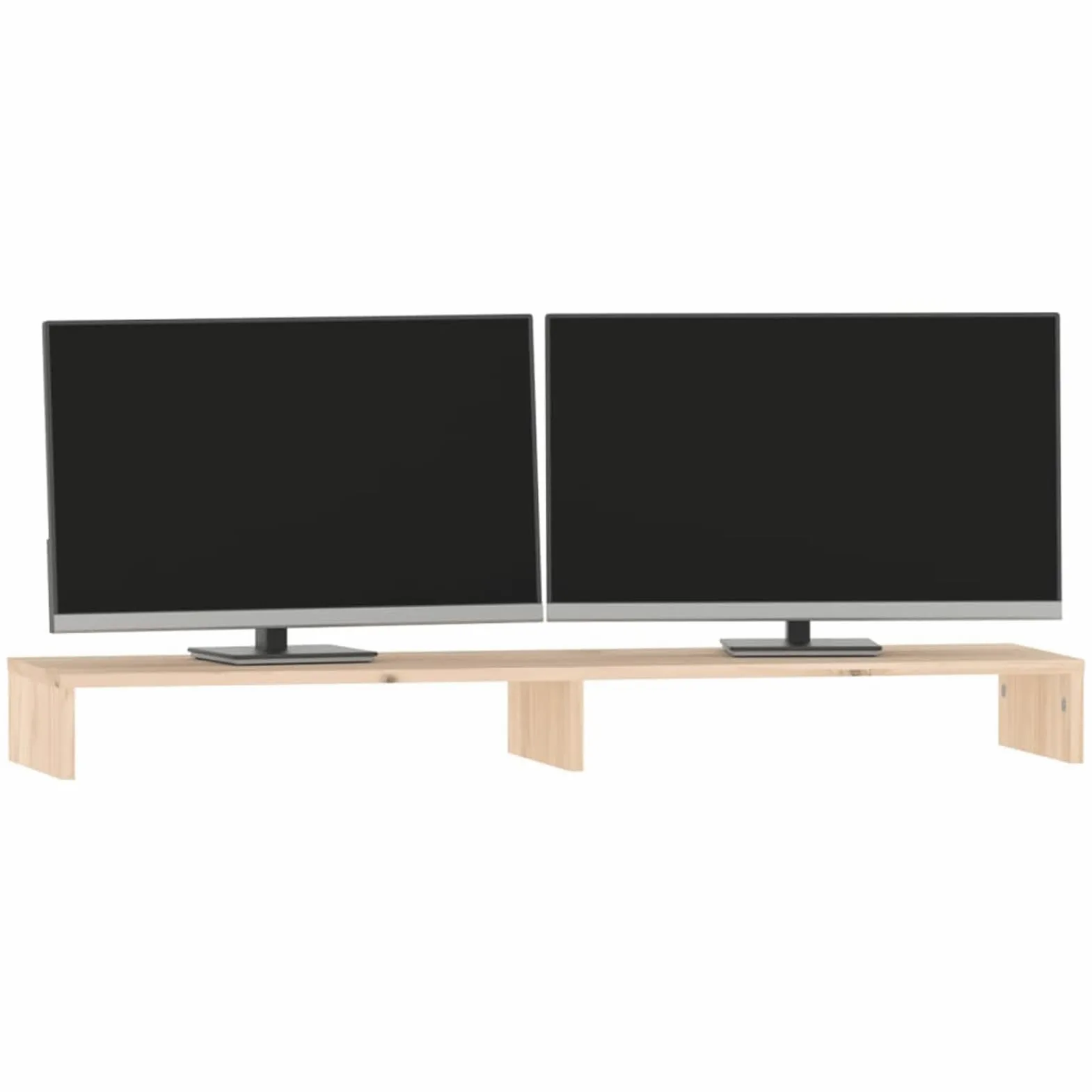 Supporto per monitor, 100 x 27 x 10 cm, in legno massello di pino | Legno di pino massiccio, robusto telaio in legno, altezza ergonomica del monitor, spazio per tastiera e dispositivi
