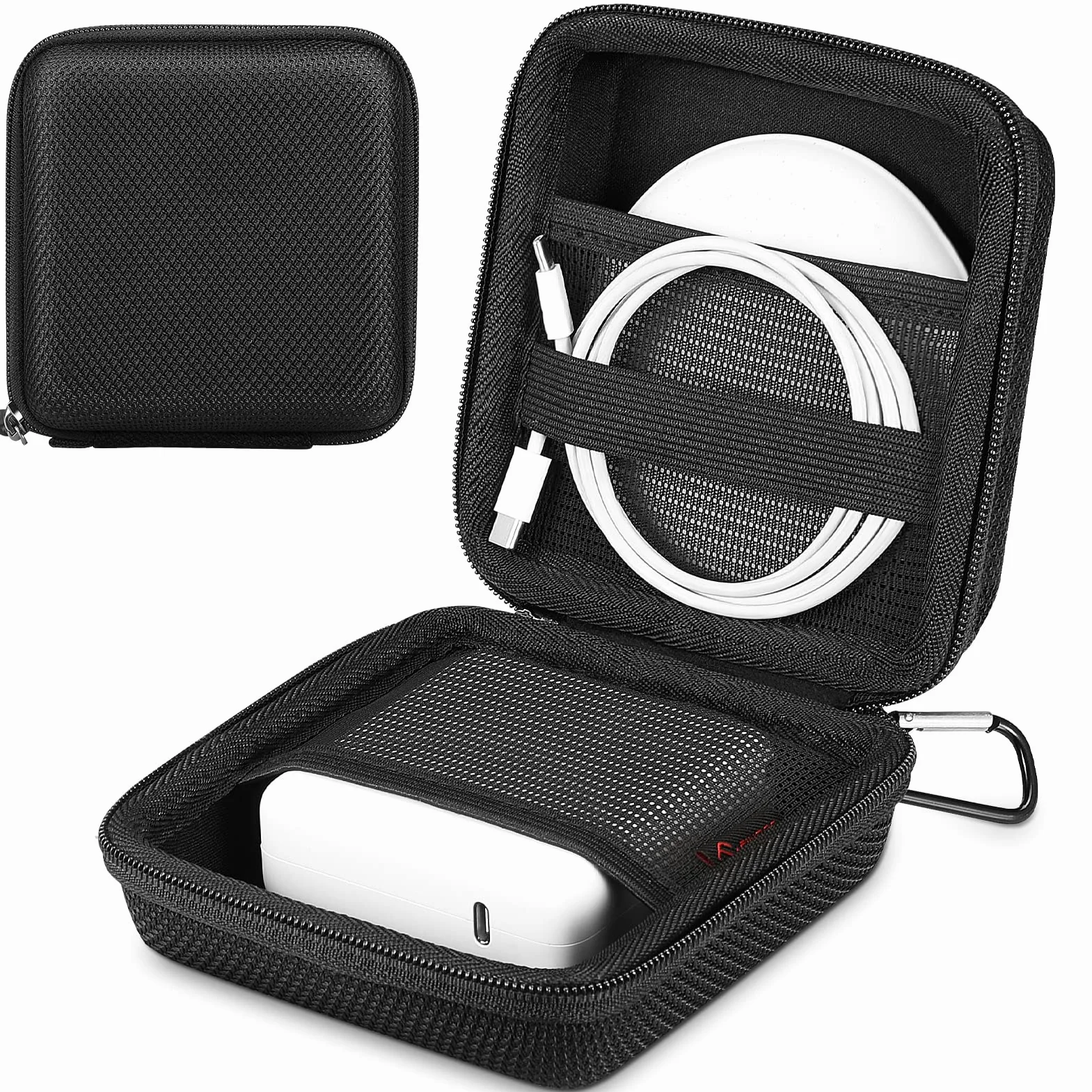 FINPAC Custodia Rigida per Caricatore di MacBook Air/Pro, Portatile ElettronicaPortaoggetti Borsa Cover per MacBook Charger/Magic Mouse/Cavo, Organizer per Viaggi Accessori, (Black)