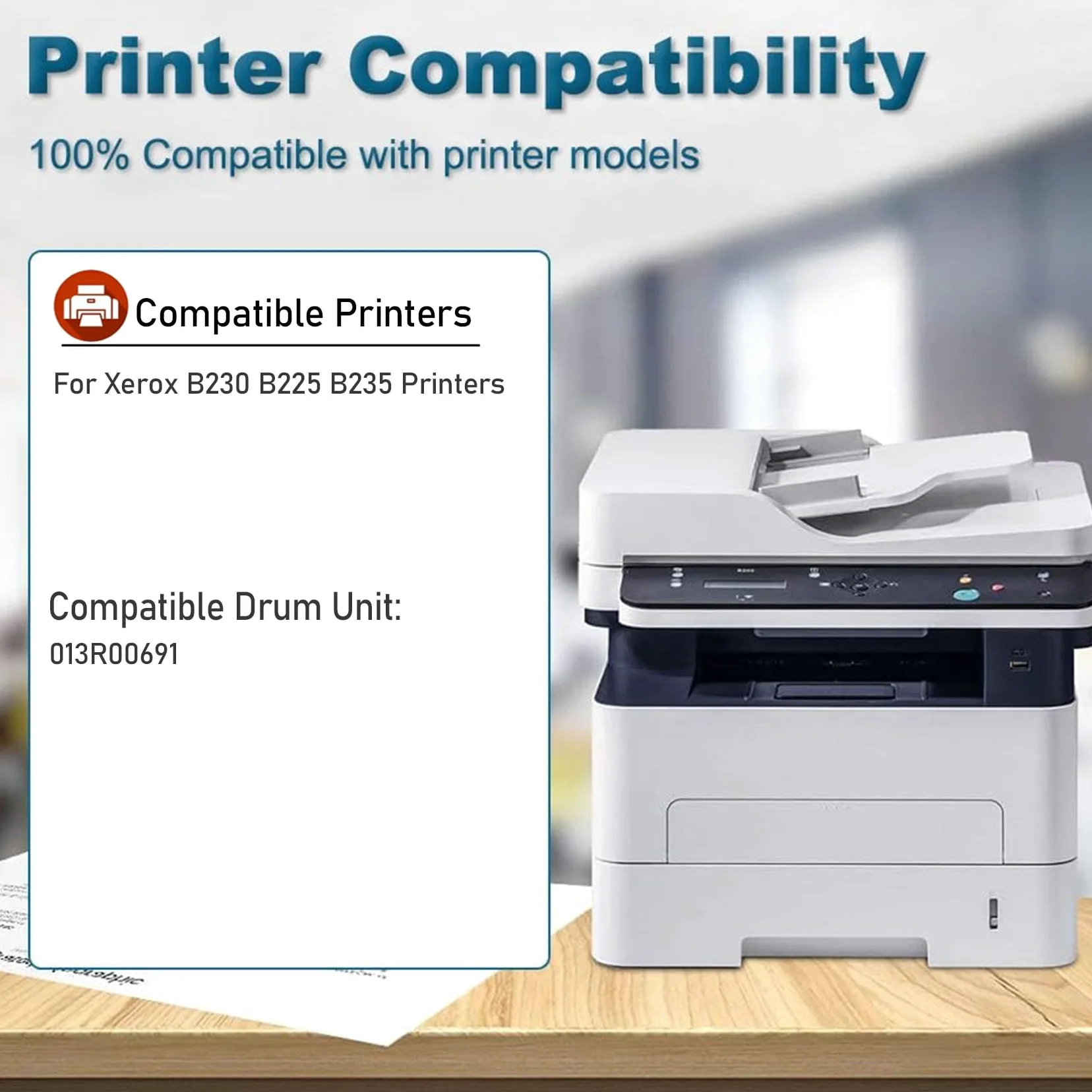 Unità tamburo ad alta resa 013R00691 Compatibile per Xerox B230 B225 B235 Stampanti 12.000 pagine,1PC-Black