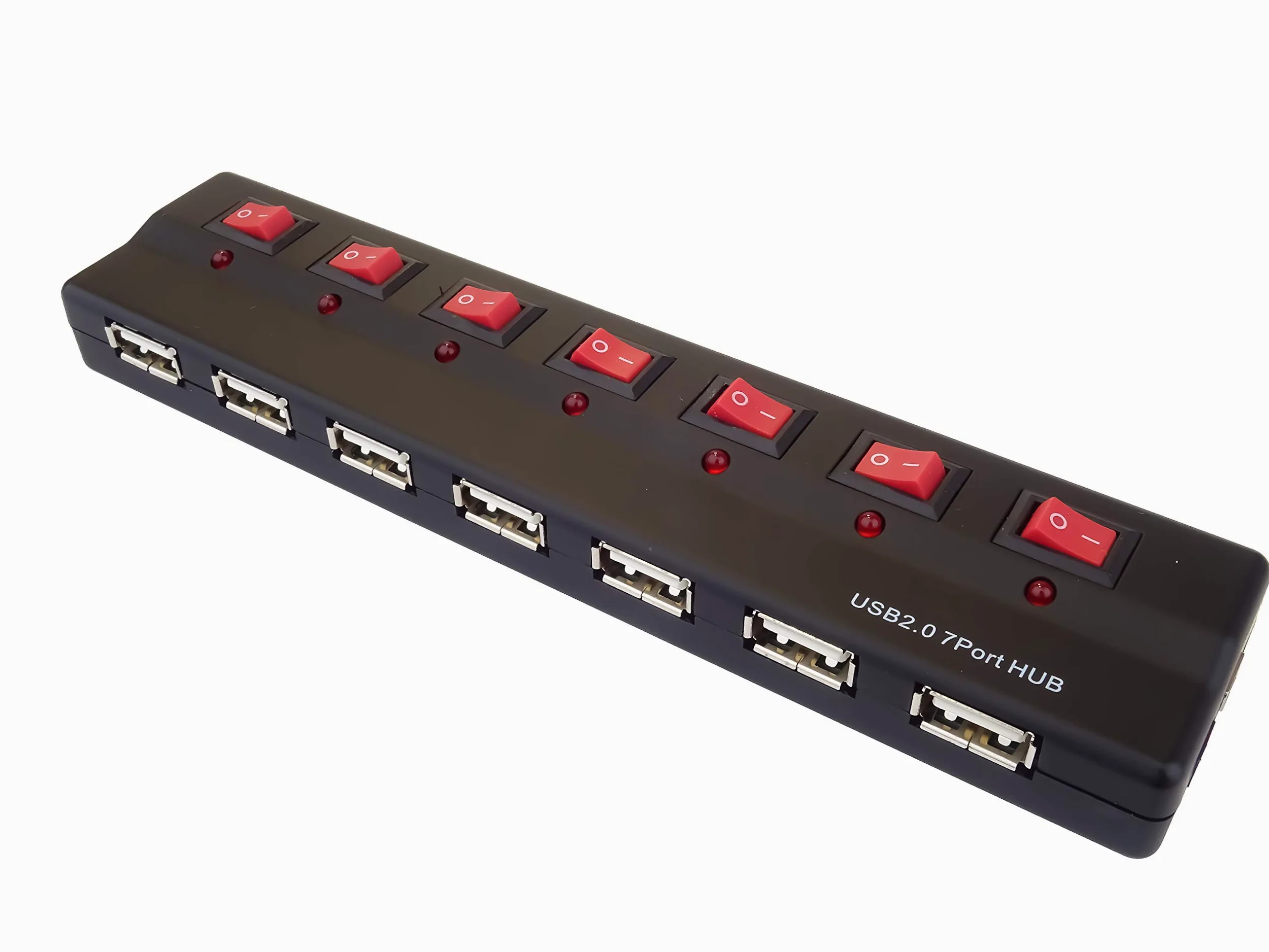 PremiumCord - Hub USB a 7 Porte, con Alimentatore di Rete e Interruttore di Rete, USB 2.0 ad Alta velocità, Fino a 480 Mbps