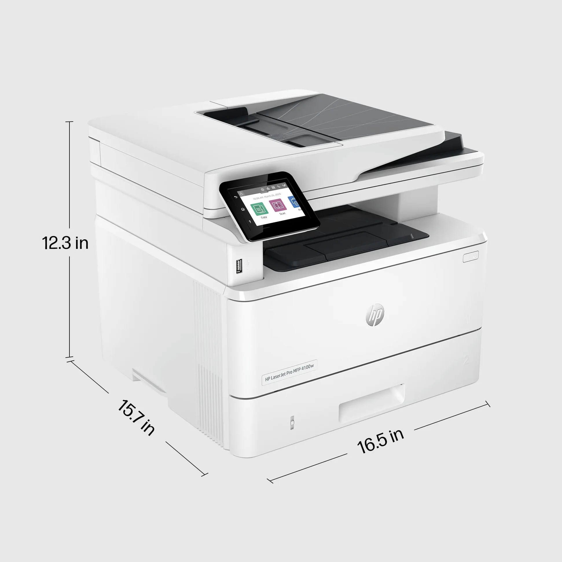 HP LaserJet Pro MFP 4102dwe 2Z622E, Stampante Multifunzione A4, Stampa Fronte e Retro Automatico in b/n, 42 ppm, USB Host, Wi-Fi, Ethernet, ADF, Smart, Bianca