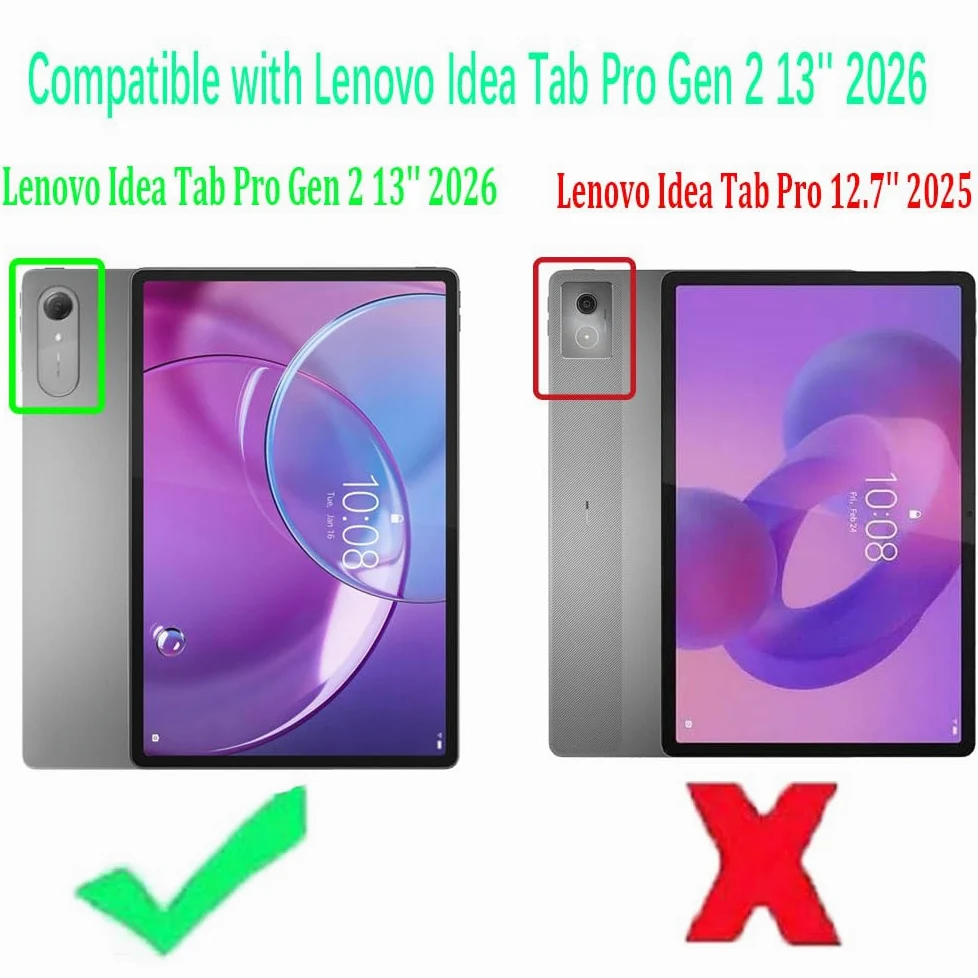 Custodia con tastiera per tablet Lenovo Idea Tab Pro Gen 2 da 13 pollici 2026, QWERTZ tedesco, ultrasottile, con illuminazione a 7 colori, tastiera wireless con custodia protettiva, rosa