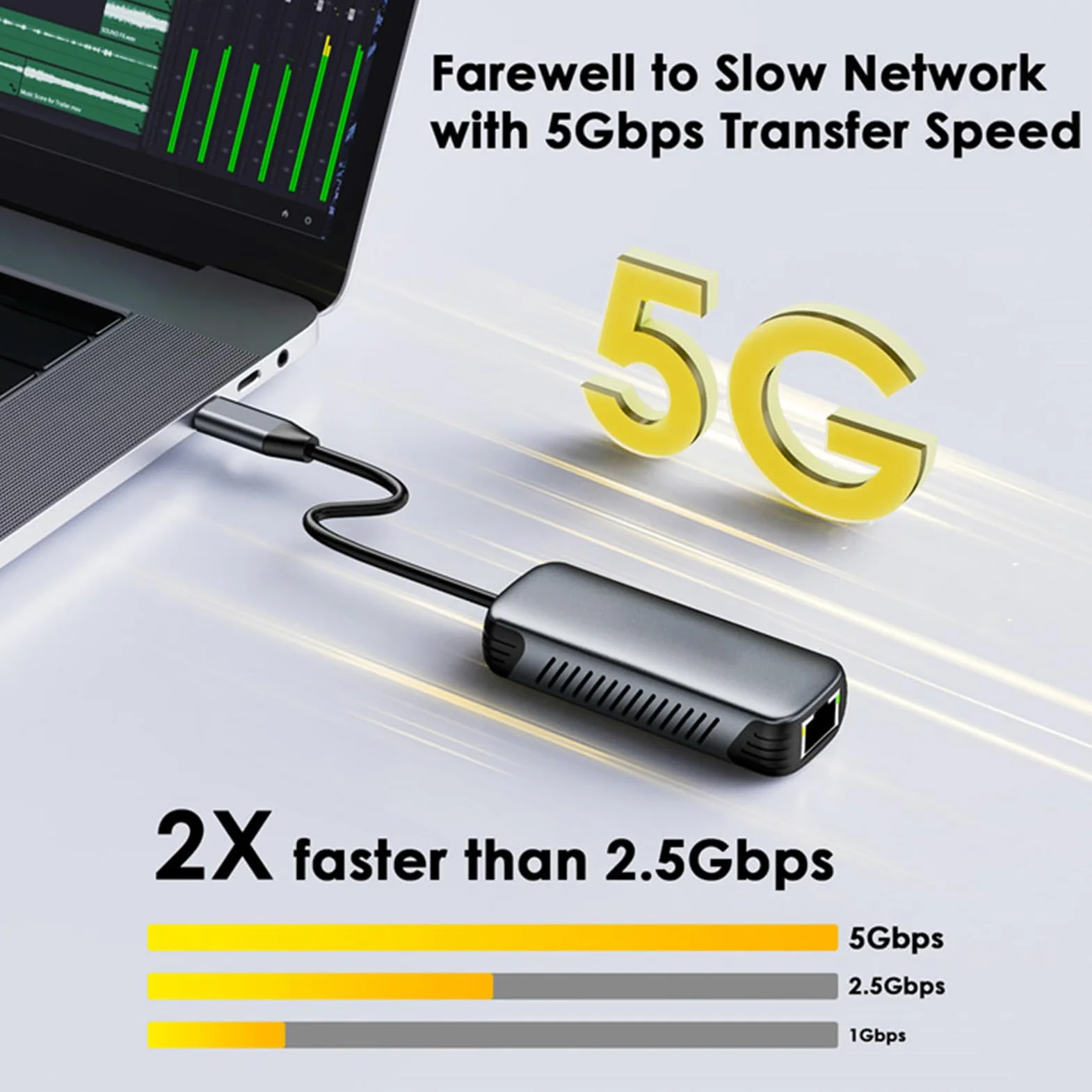 Adattatore Ethernet da 5 Gbps Rete Gigabit Convertitore Internet da RJ45 a Tipo C per laptop Desktop Tipo C Gigabit