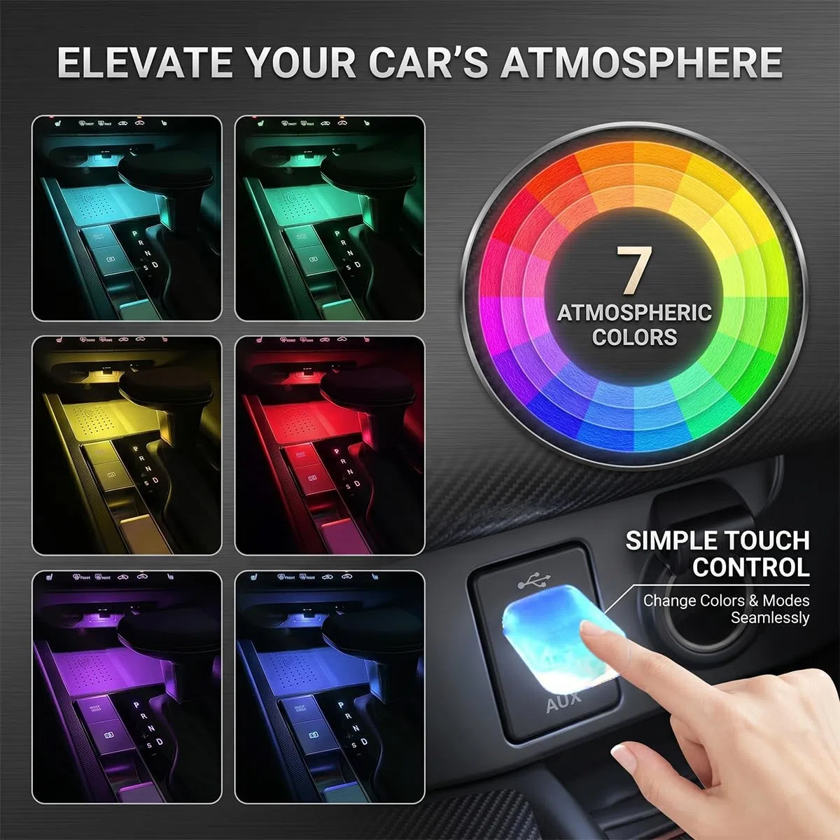 2 luci LED USB per auto, 0,5 W, a risparmio energetico, illuminazione ambientale con sensore musicale, mini RGB illuminazione interna per auto e laptop, luce notturna morbida bianca
