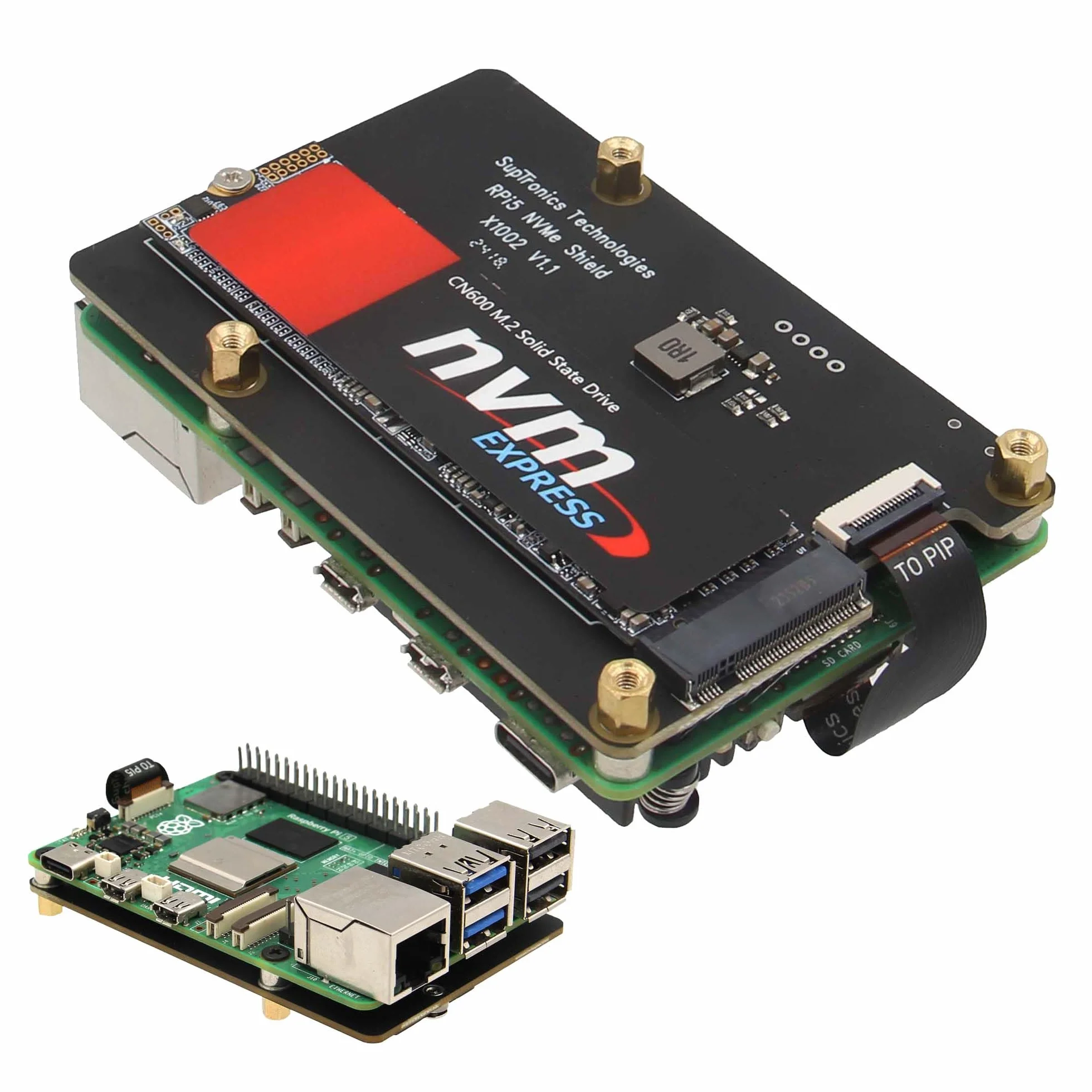 Geekworm X1002 M.2 NVMe SSD PIP PCIe Peripheral Board Bottom Base for Raspberry Pi 5