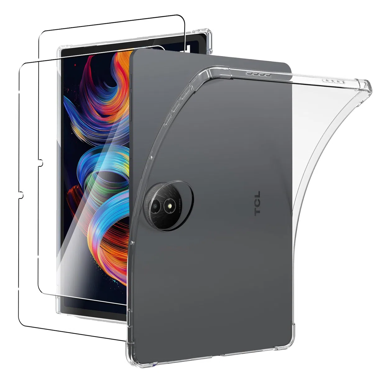 MEMELOKA Custodia per TCL Tab Nxtpaper 11 Plus 11.5 Pollici + 2 Pezzi Vetro Temperato, Cover Protezione in TPU Morbido Ultra-Sottile con Airbag in Silicone Rinforzato