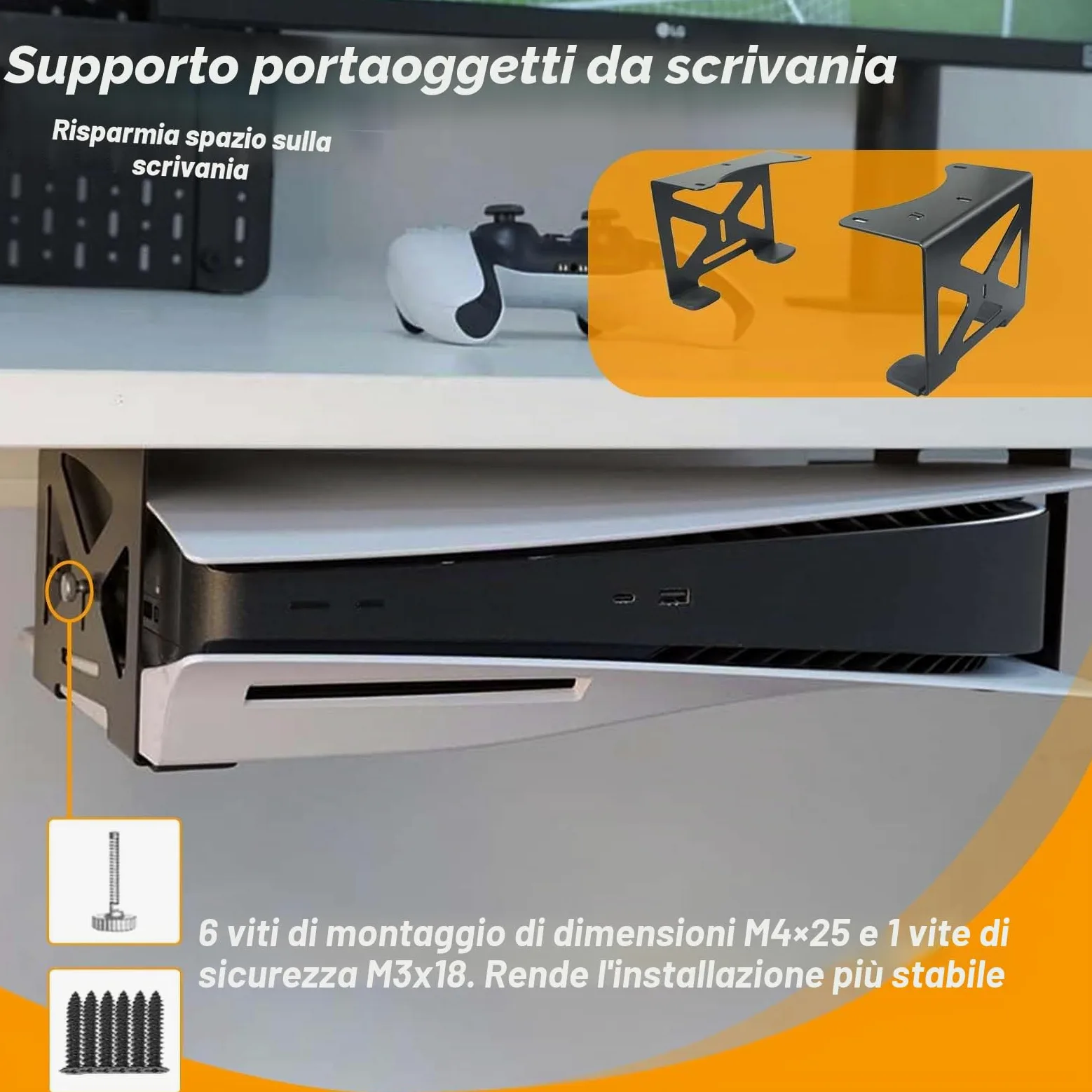 Supporto da scrivania per controller PS5, supporto da tavolo per PS5, supporto da parete compatibile per PS5/Slim facile installazione da attaccare