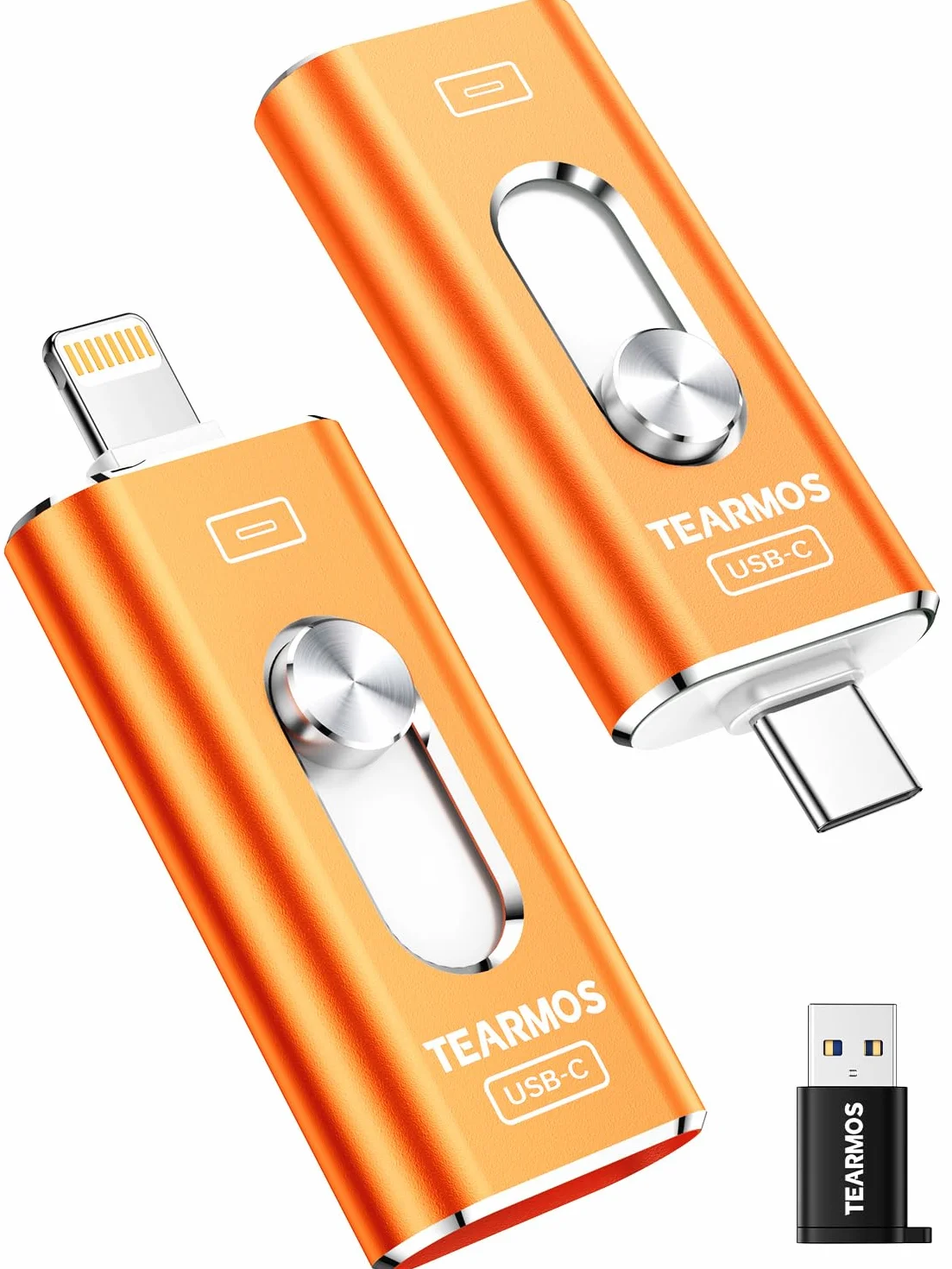 Chiavetta fotografica da 512 GB per iPhone Flash Drive, memoria per telefono per foto e video, compatibile con iPhone, iPad, Android, PC, Plug & Play, nessuna app richiesta (arancione cosmico)