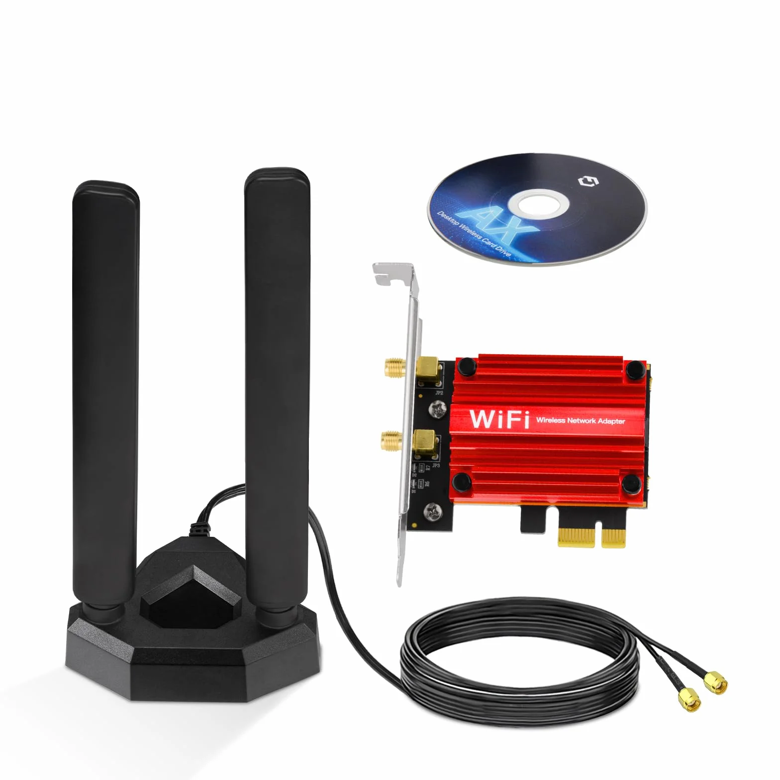 Eightwood Scheda WLAN WiFi 6E Intel AX210 Bluetooth 5.3 WLAN scheda di rete WLAN PCI-E 6G/5G/2.4G Tri Band WiFi 6E scheda 5374 mbit/s con antenna Wi-Fi 6E + CD per PC Windows 11/10 (64 bit) Laptop