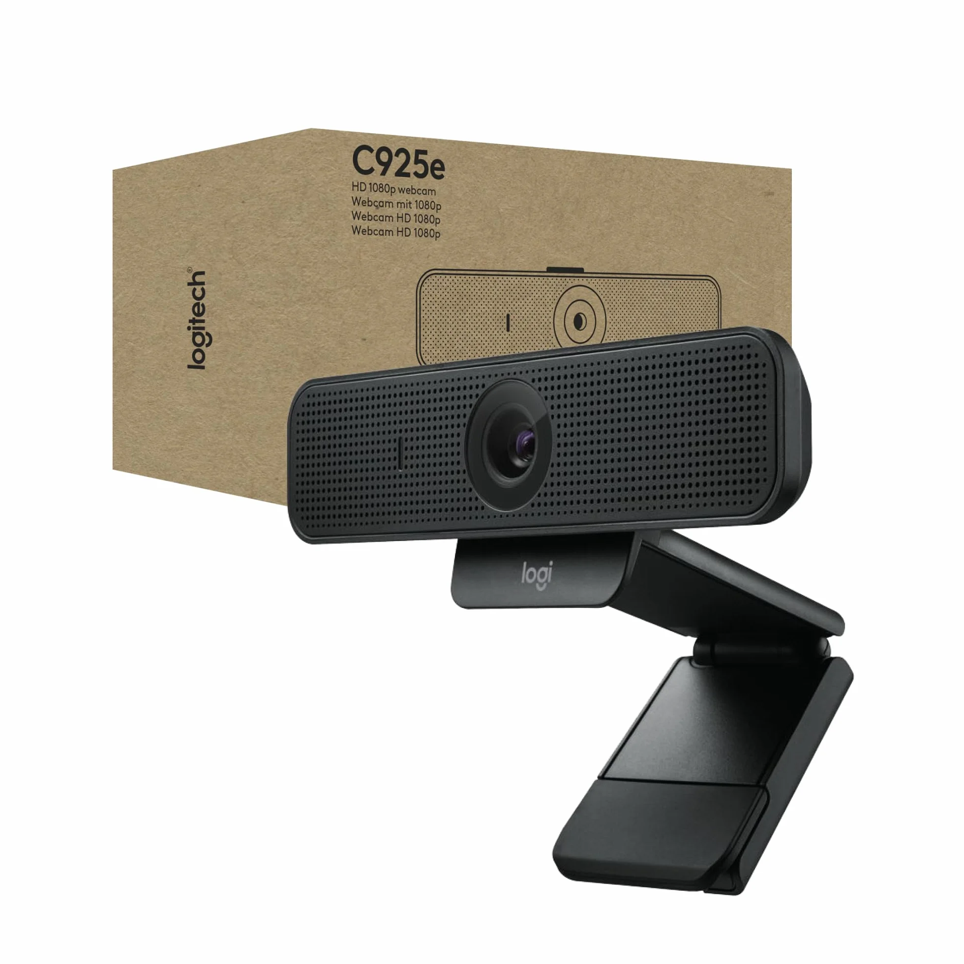 Logitech C925e webcam professionale, video HD 1080p/30fps, correzione dell'illuminazione, autofocus, audio chiaro, copriobiettivo, per Microsoft Teams, Google Meet, Skype, WebEx, Cisco - Nero