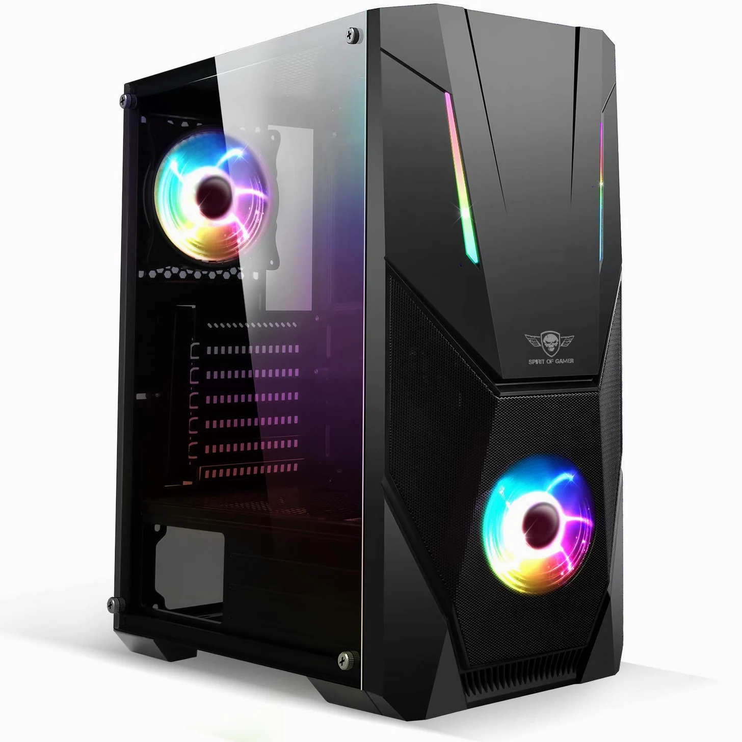 Spirit Of Gamer - Rogue V - PC Gamer ATX/Matx/ITX Case - Pannello Frontale E Parete in Vetro Temperato - 2 X 120mm Ventole RGB LED Indirizzabili - Aura/MSI Mystic/ASROCK 3Pin Compatibile (Rogue V)