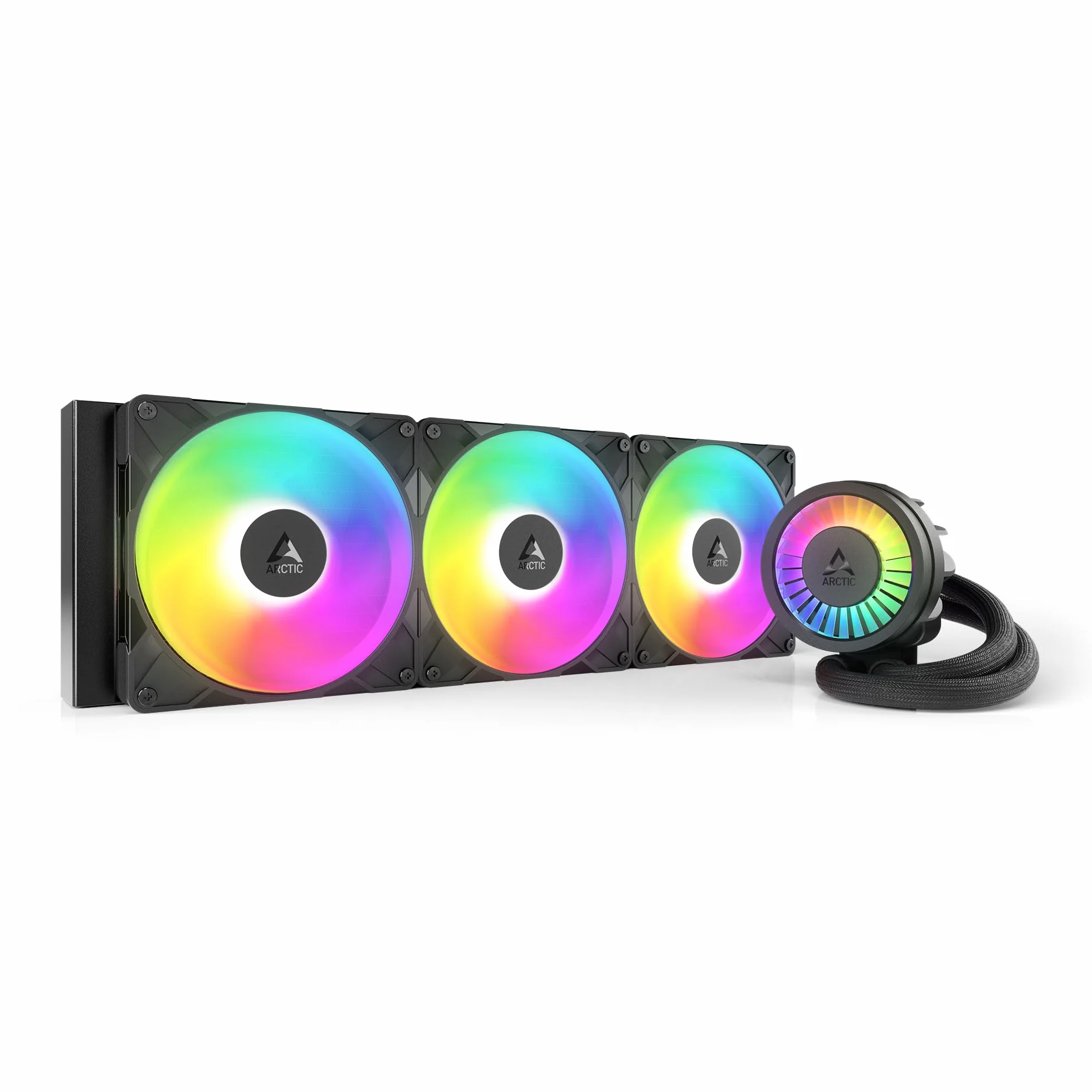 ARCTIC Liquid Freezer III Pro 420 A-RGB (nero) - Dissipatore AIO CPU, 3 x 140 mm Raffreddamento Liquido, Radiatore 38 mm, Pompa PWM, Fan VRM, AM5/AM4, Intel LGA1851/1700 Telaio Contatto - Bianco